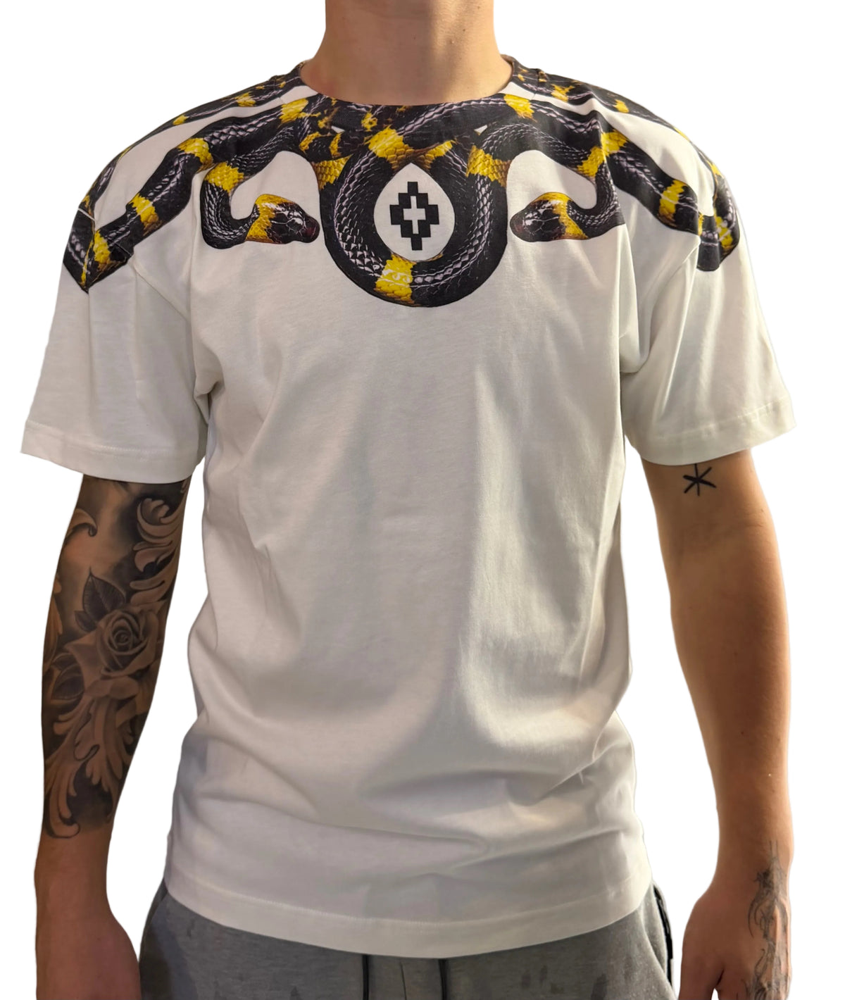 T-shirt Black/Yellow Snake, Bianco - County Of Milan