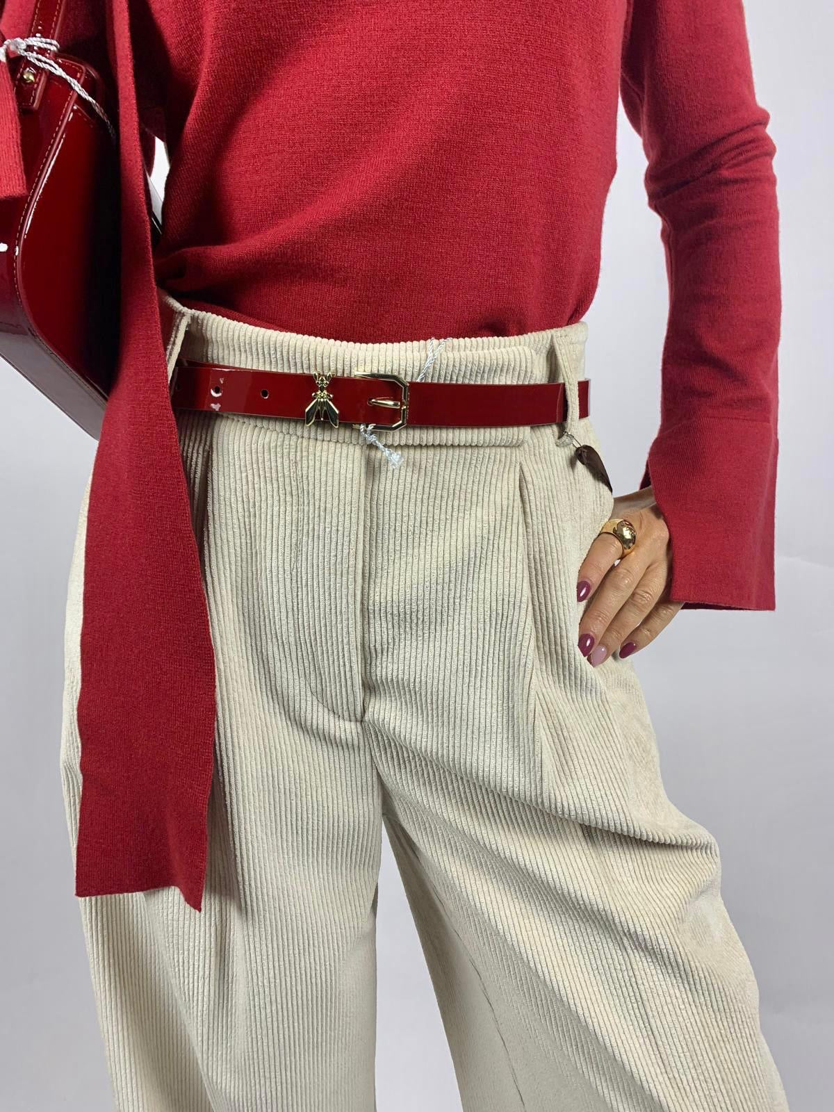 Pantalone Costine Velluto, Panna - Manila Grace