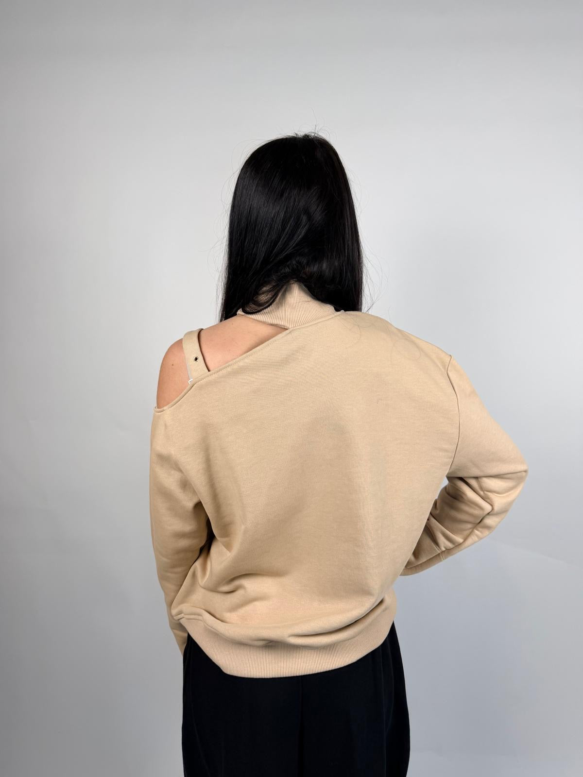 Felpa Spalla Scoperta, Beige - JIJIL