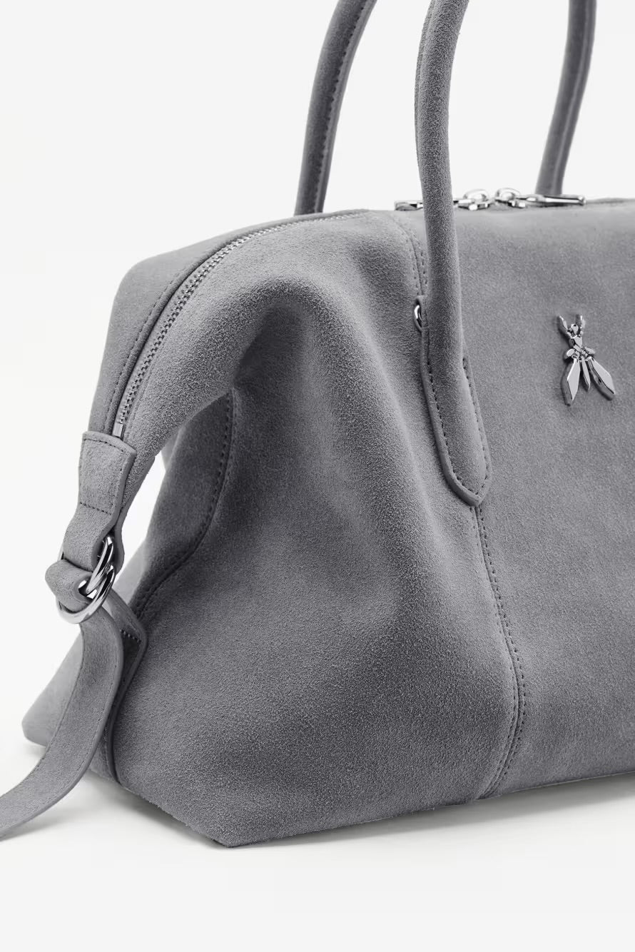 Borsa Bauletto New Business In Suede, Grigio - Patrizia Pepe