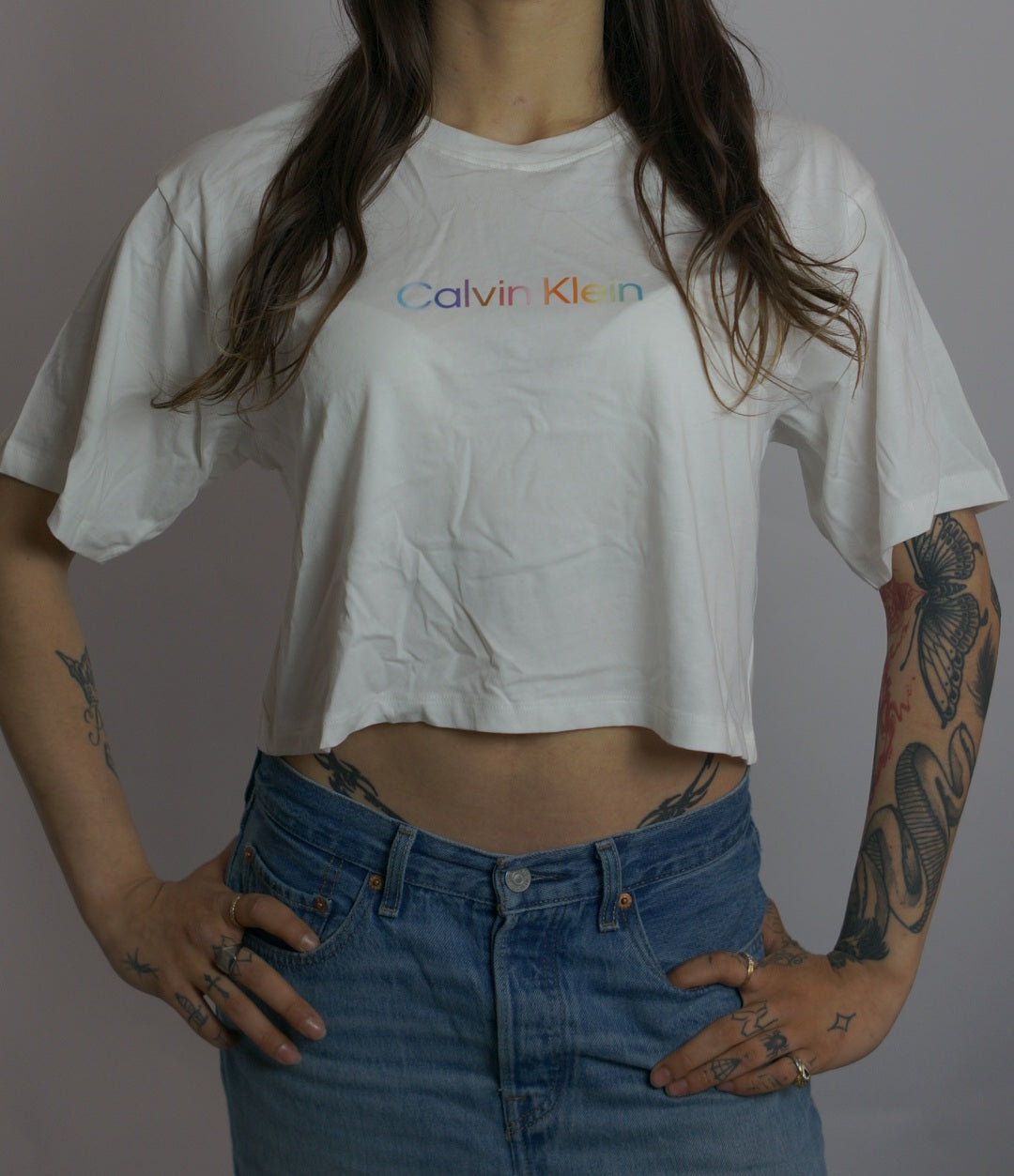 T-shirt Rainbow Logo, Bianco - Calvin Klein