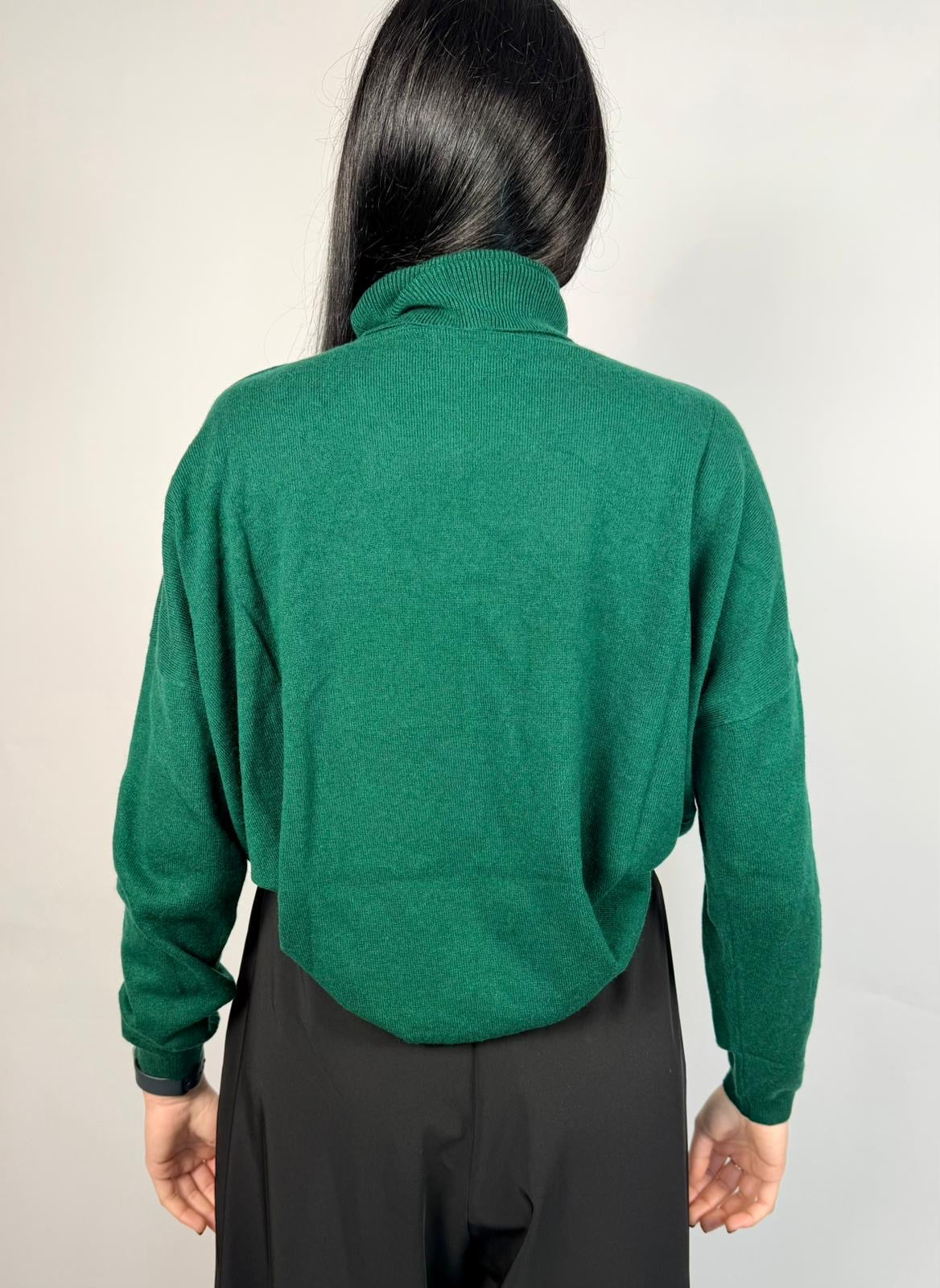 Maglioncino Dolcevita Cashmere, Verde Bosco - White Wise