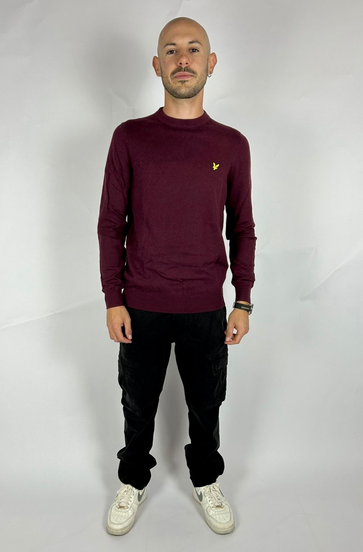 Cotton Merino Crew Neck Jumper, Burgundy - Lyle&Scott
