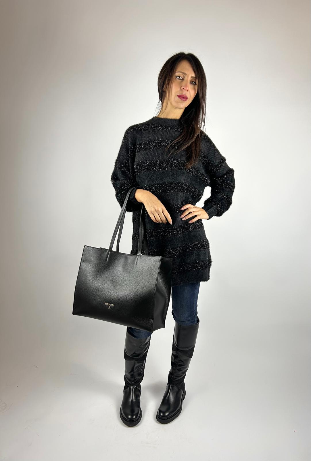 Abito Maglione Maxi, Nero - White Wise