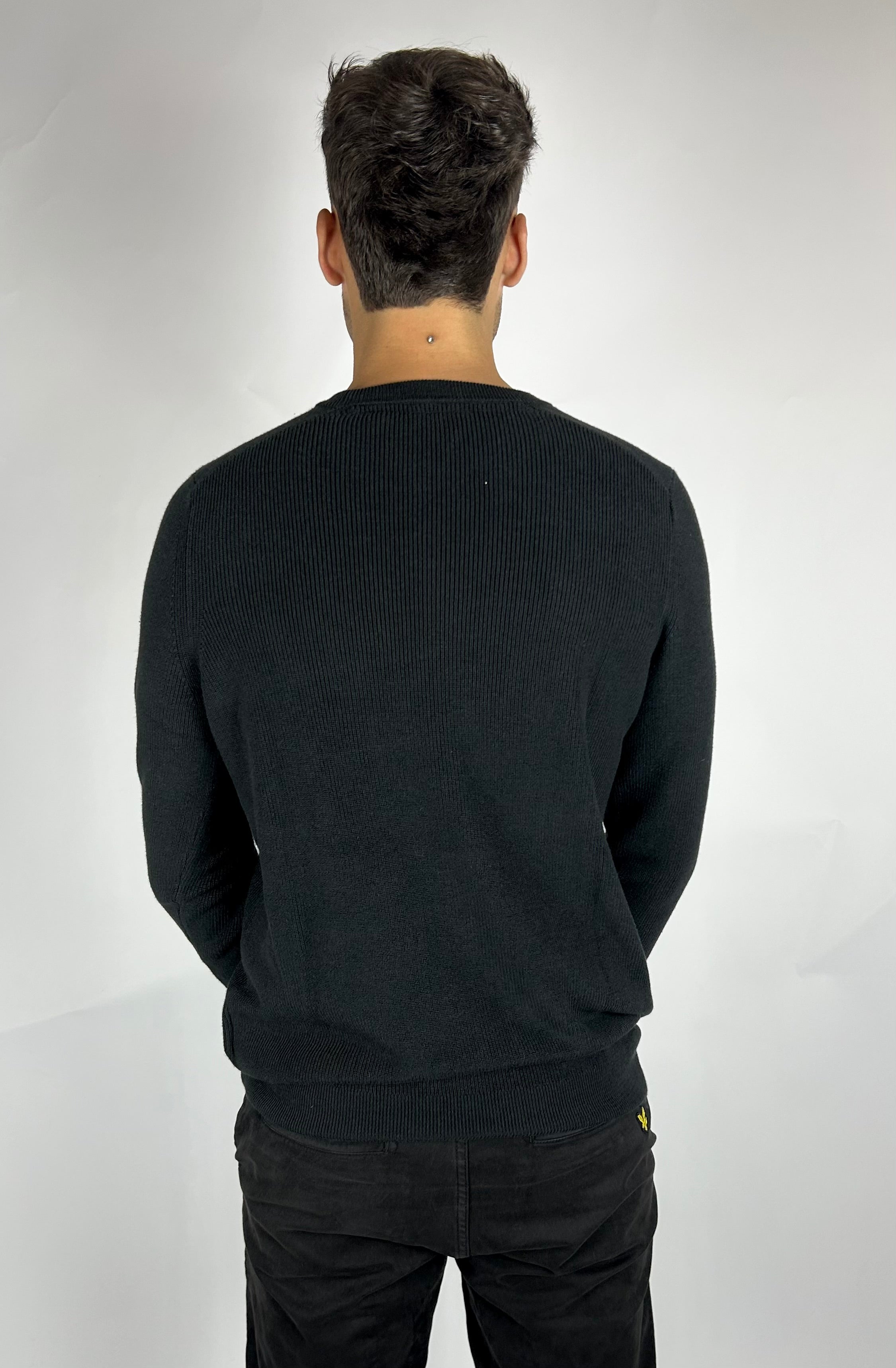 Engineered Rib Crew Neck, Black Ice - Lyle&Scott