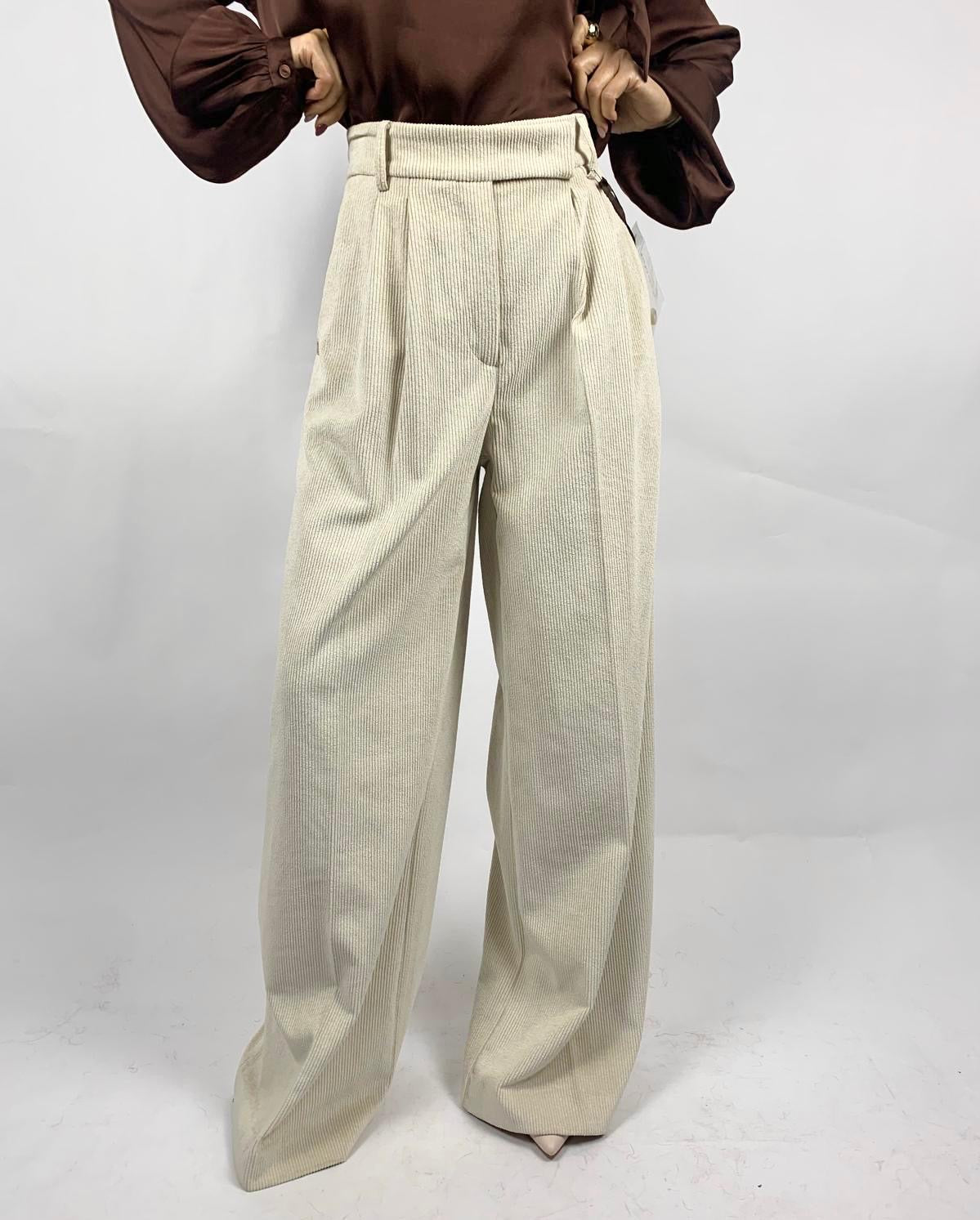 Pantalone Costine Velluto, Panna - Manila Grace