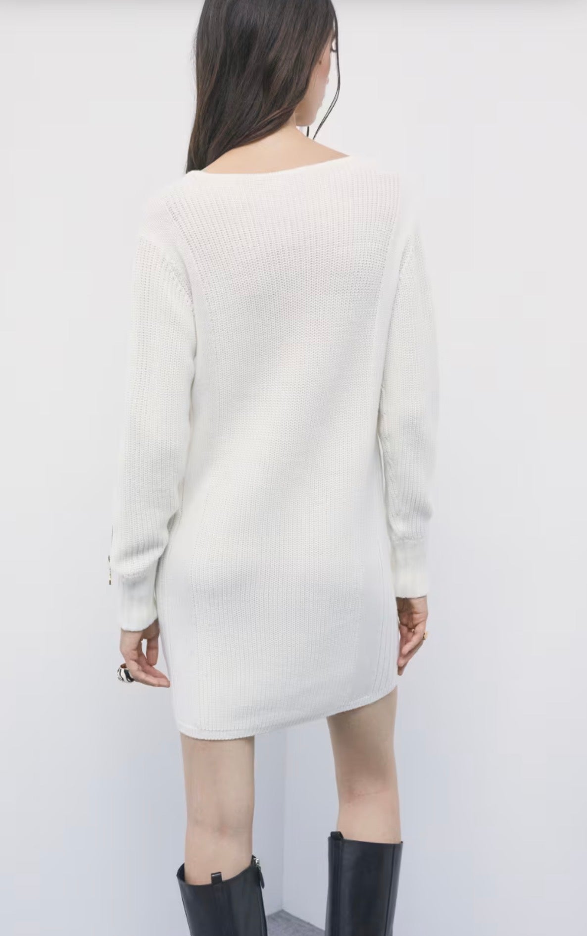 Abito Mini In Misto Lana Con Zip, Vanilla Ice - Patrizia Pepe