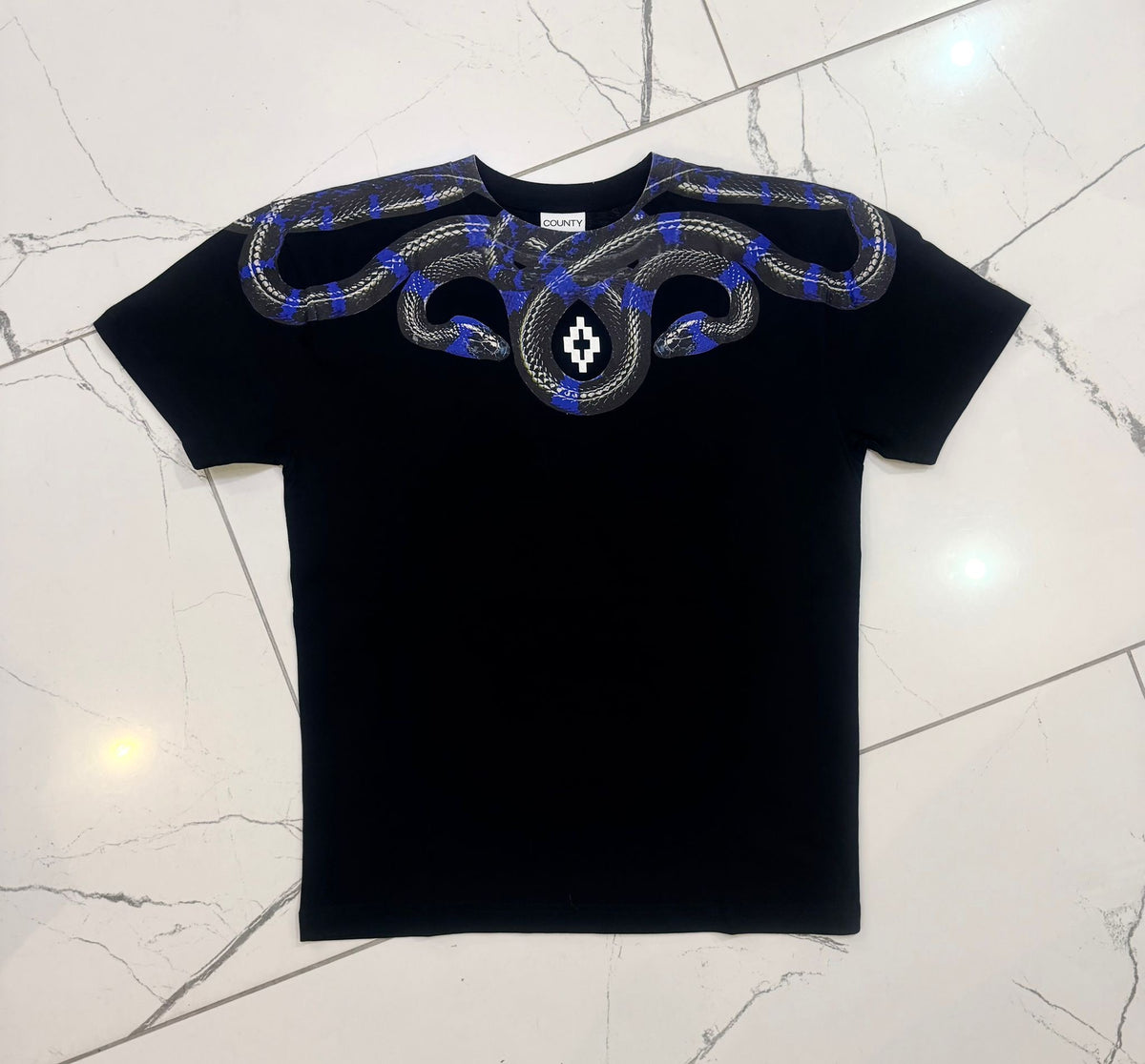T-shirt Black/Blue Snake, Nero - County Of Milan