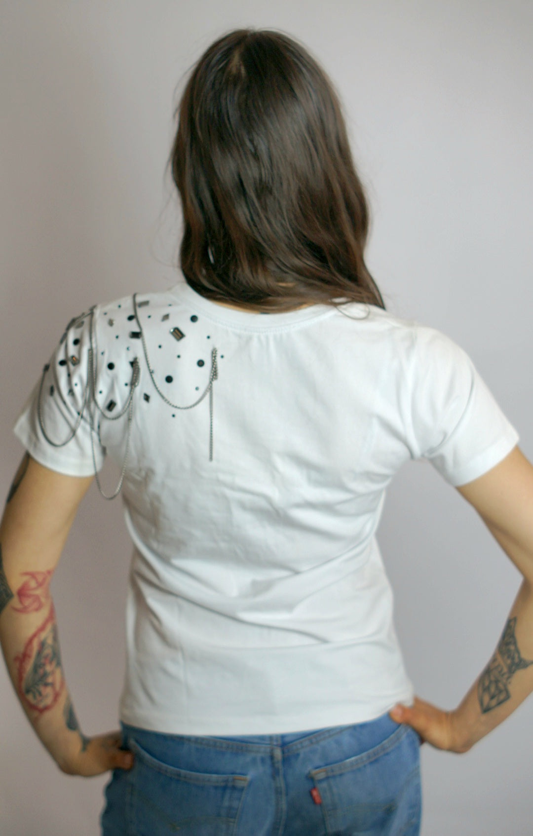 T-shirt Strass e Pendenti, Bianco - Take Two