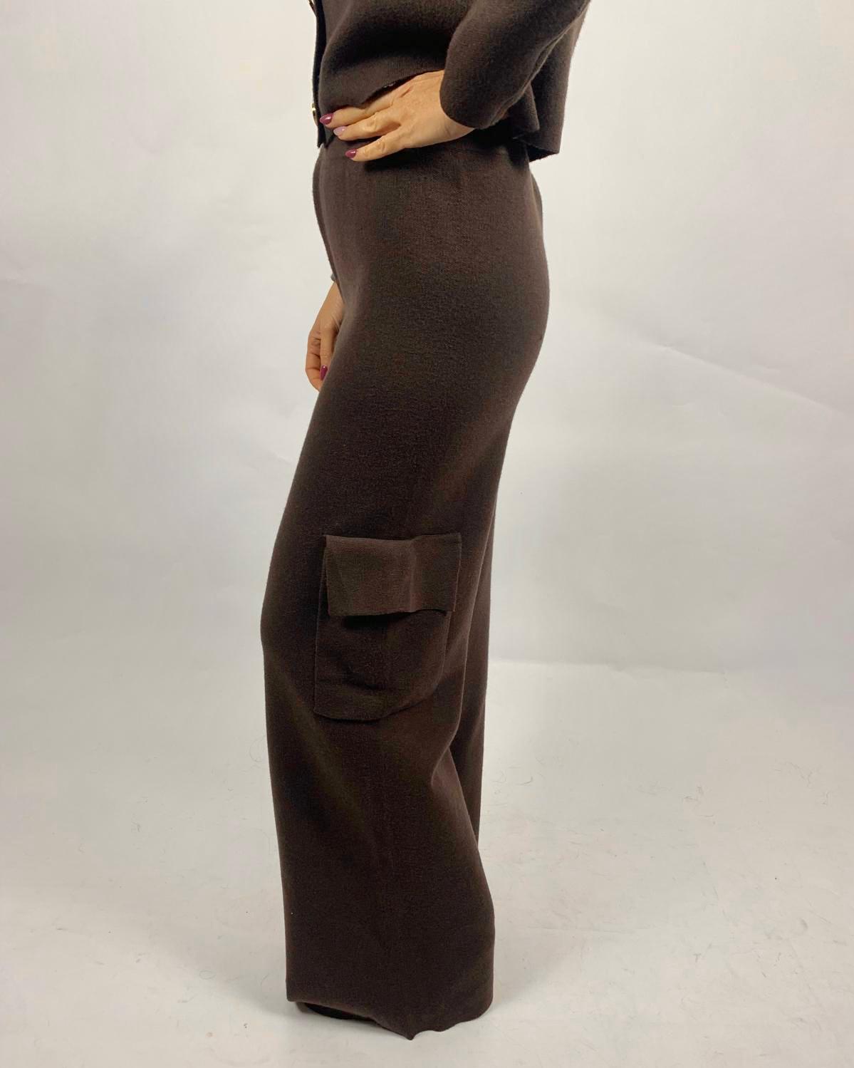 Pantalone Cargo In Maglia, Testa Di Moro - White Wise