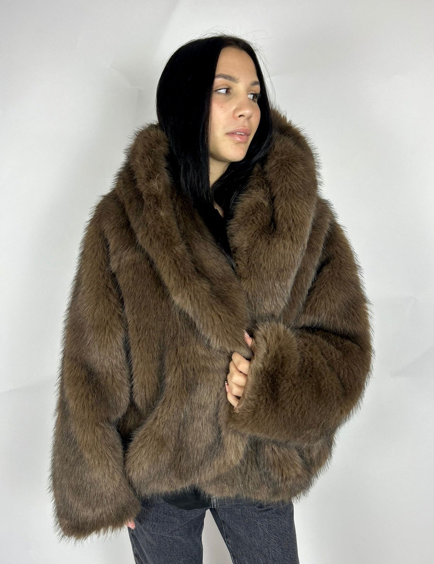 Eco-pelliccia Cappuccio, Castano - Nanebi