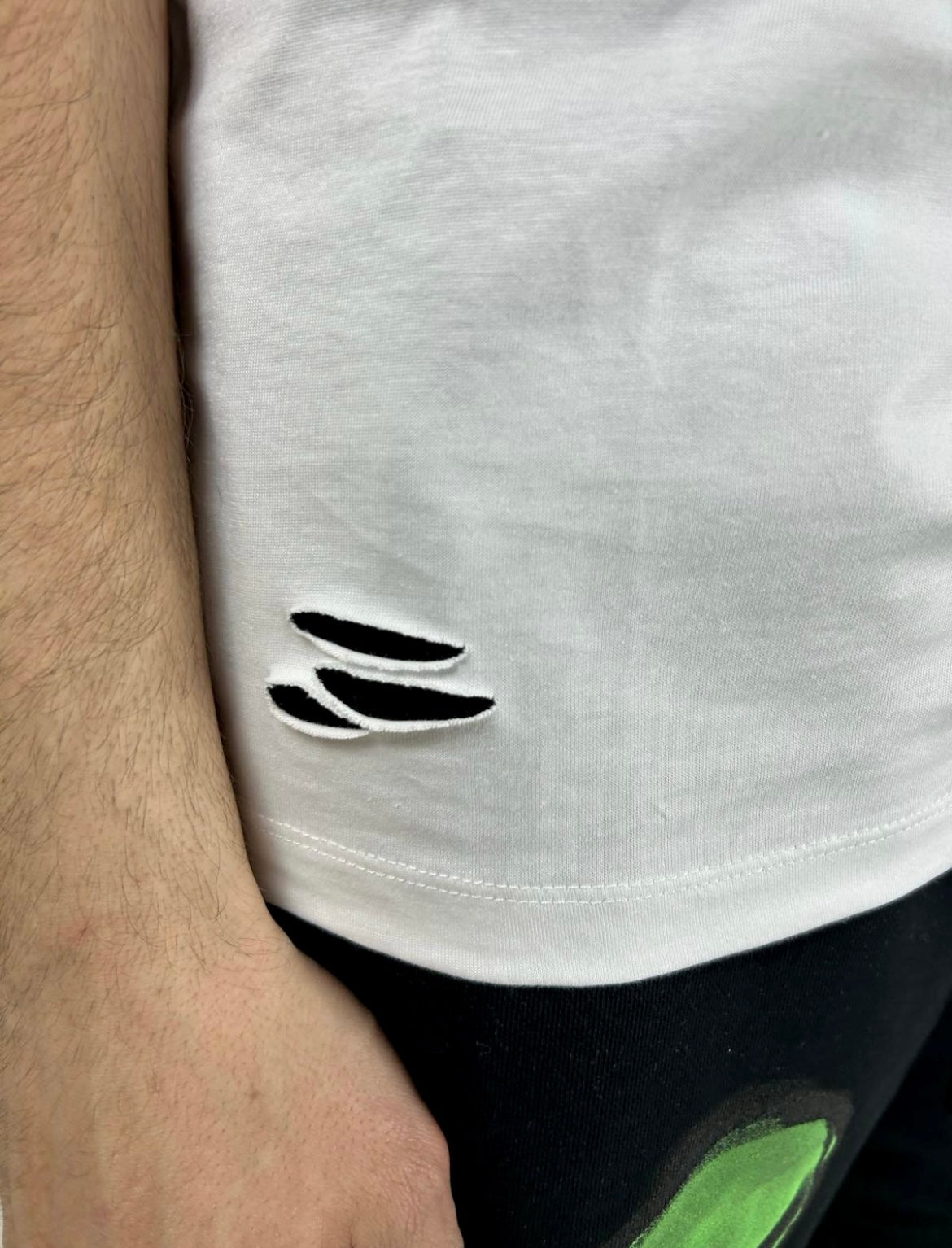 T-shirt Strappi Logo Sfumato, Bianco - Disclaimer