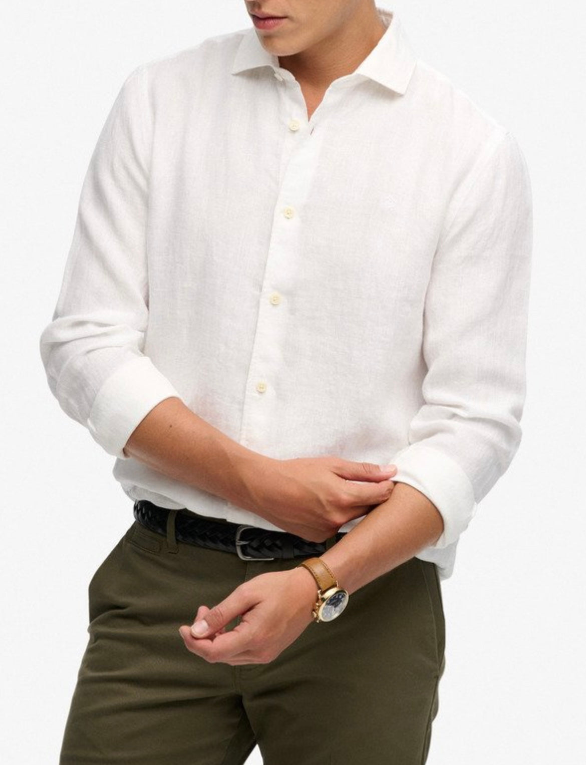 Camicia Lino Manica Lunga, Bianco - Superdry