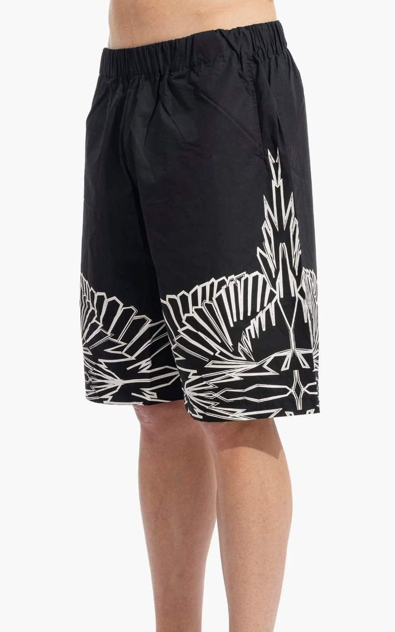Pantaloncino Popeline Stylized Wings, Nero/Bianco - County Of Milan