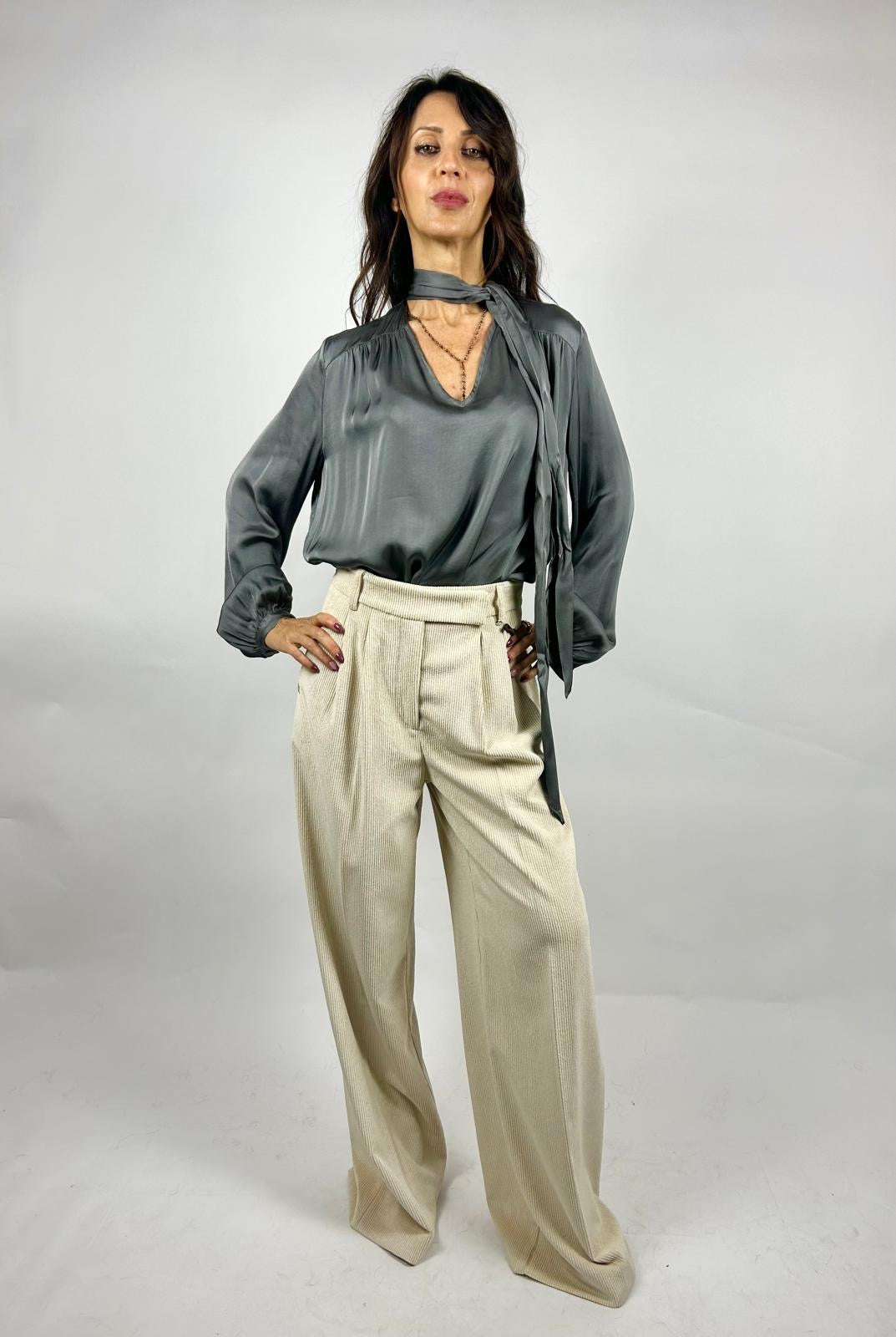 Pantalone Costine Velluto, Panna - Manila Grace