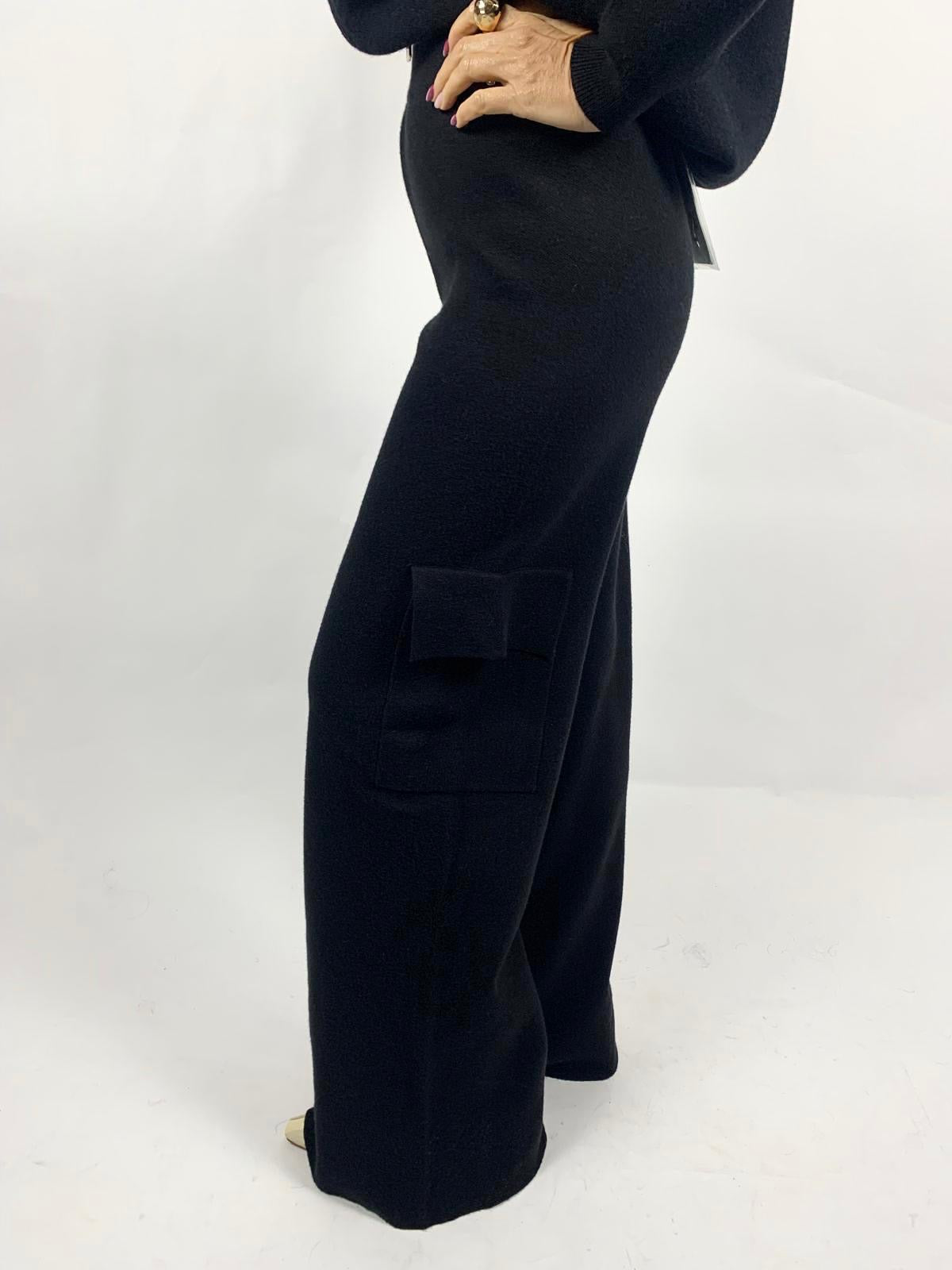 Pantalone Cargo In Maglia, Nero - White Wise