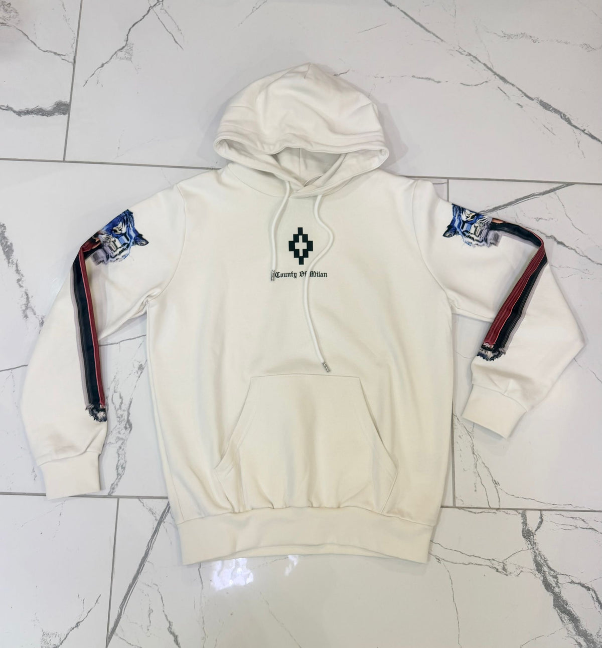 Hoodie Logo&Tiger, Bianco - County of Milan