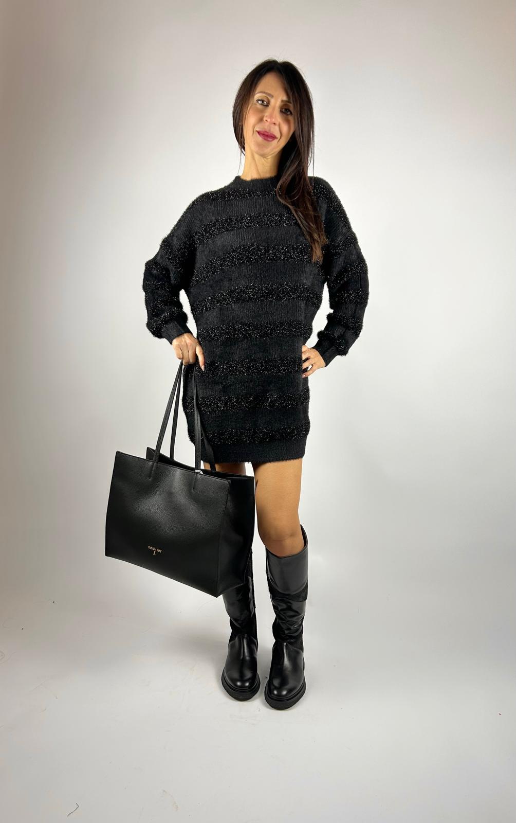 Abito Maglione Maxi, Nero - White Wise