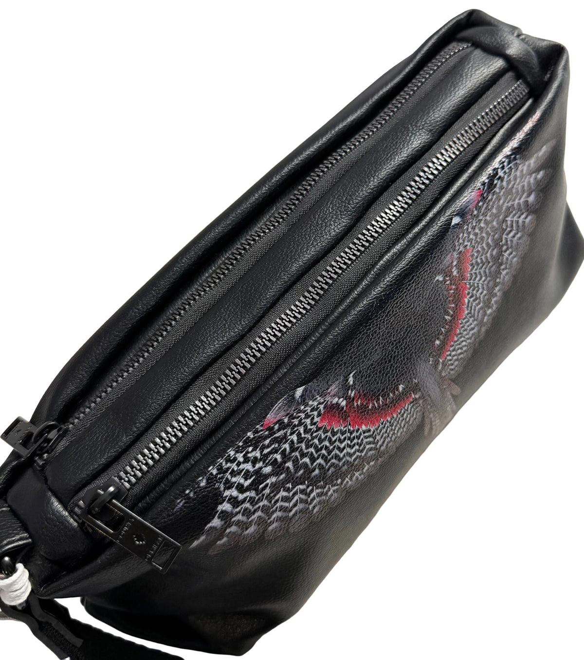 Borsello Double Zip Black/Red Wings, Nero - County Of Milan