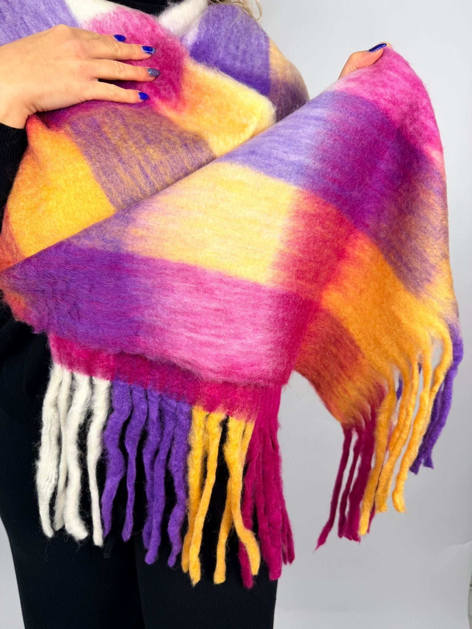Sciarpa Quadri, Viola - AdrianWool