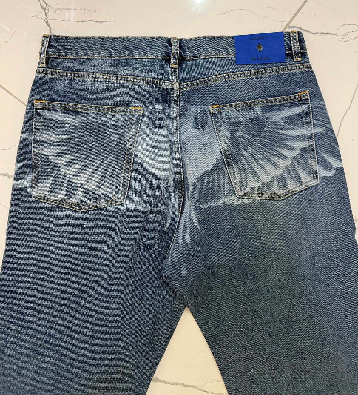 Denim Jeans Baggy Wings, Lavato Blu - County Of Milan