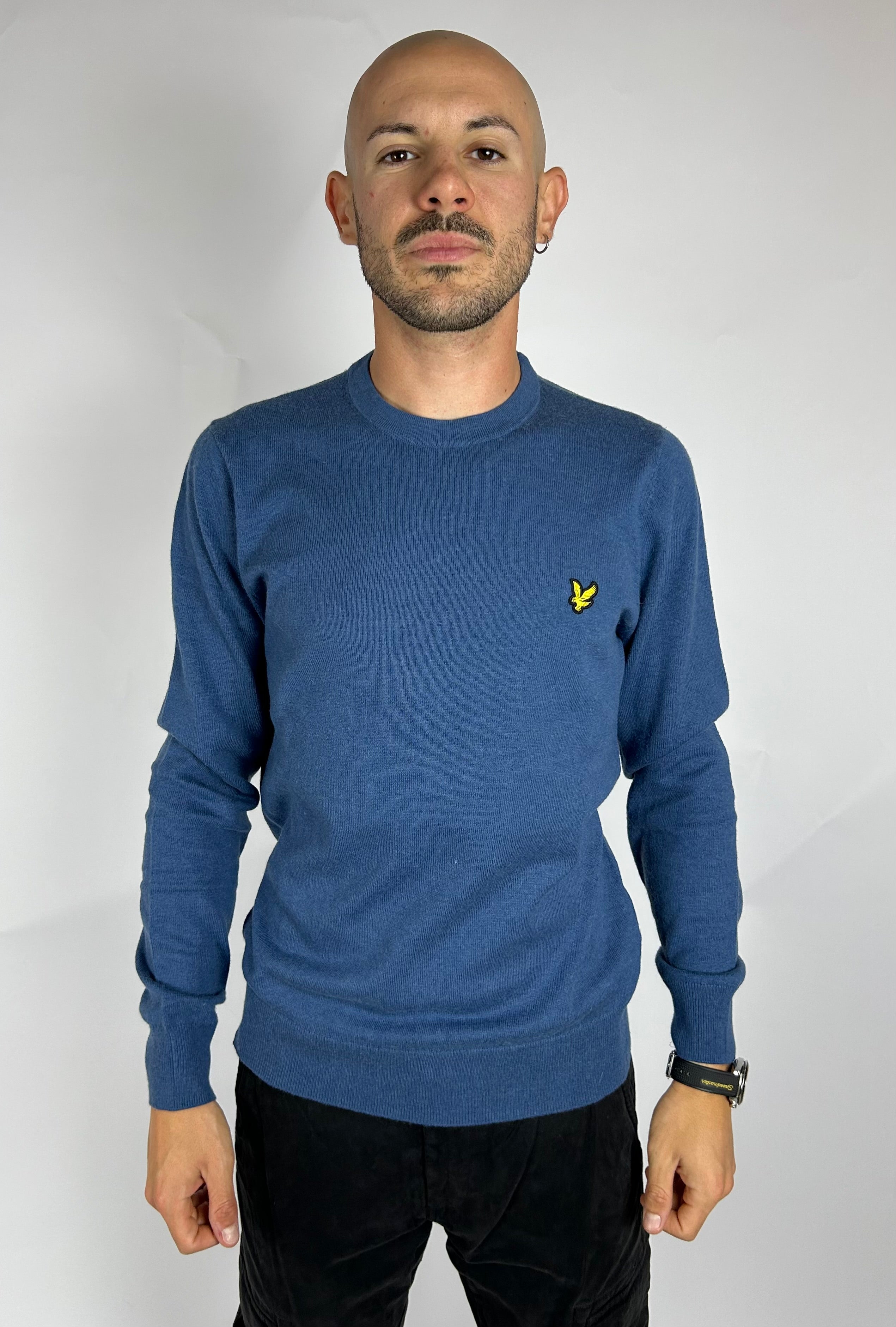 Cotton Merino Crew Neck Jumper, Deep Water - Lyle&Scott