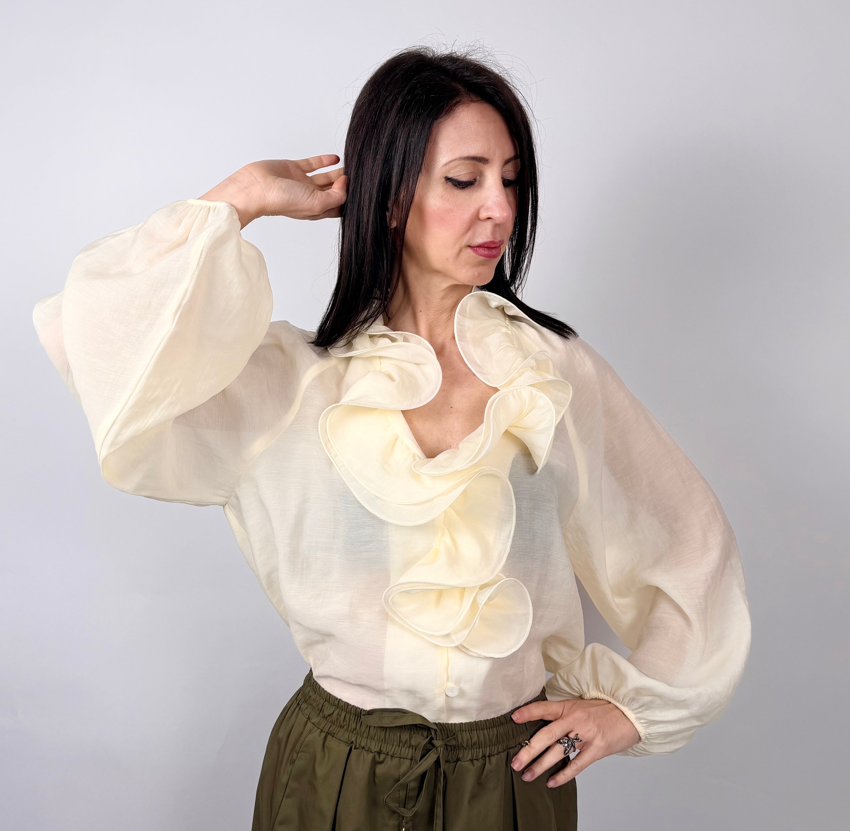 Camicia Rouches, Panna - Philia Loft