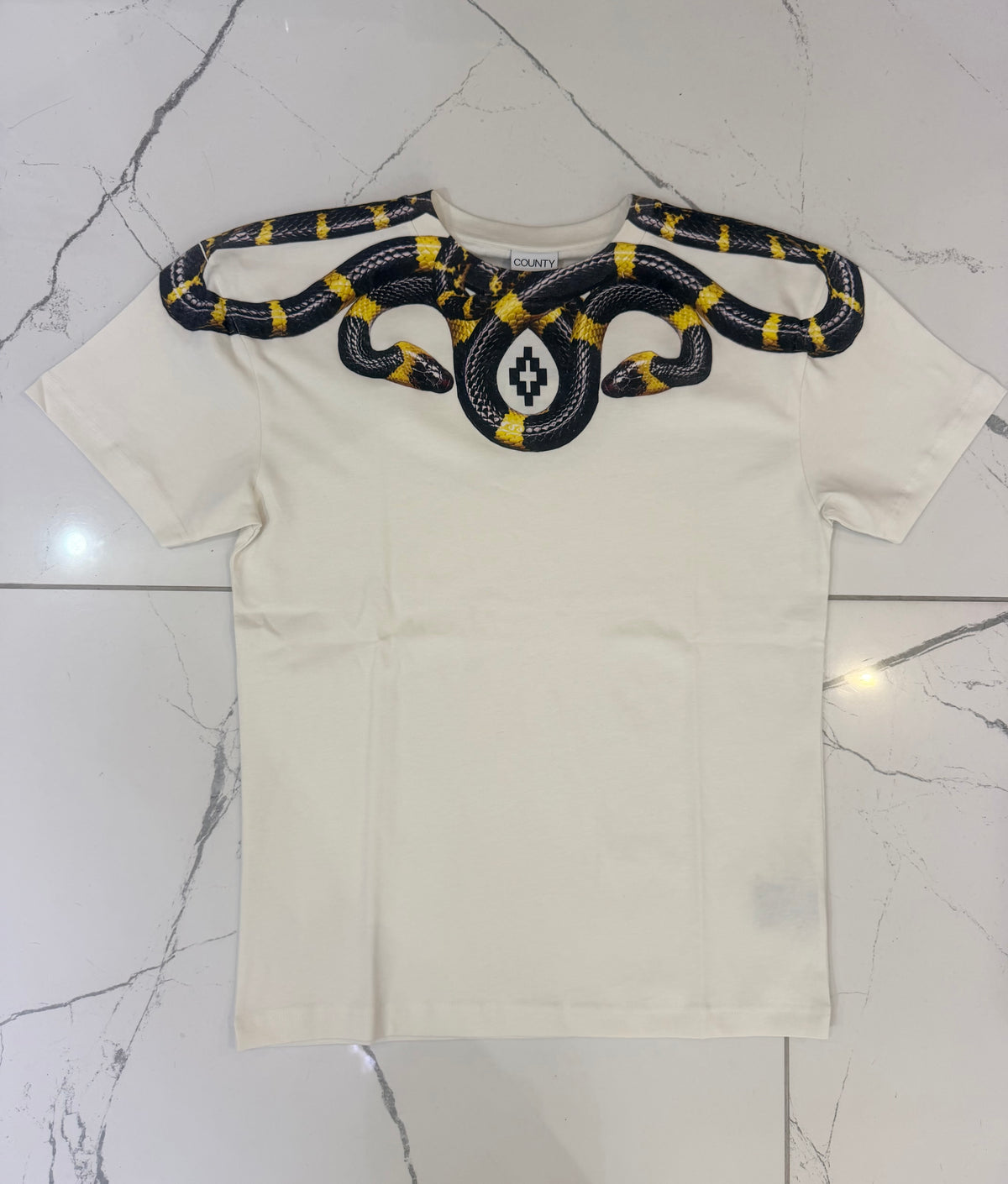 T-shirt Black/Yellow Snake, Bianco - County Of Milan