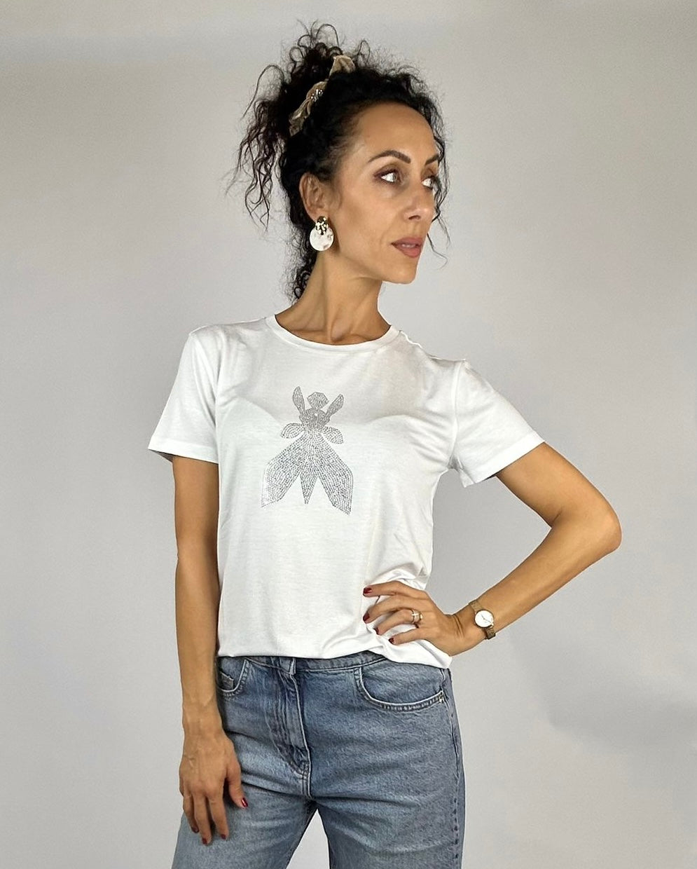 T-shirt Fly Strass, Bianco Ottico - Patrizia Pepe