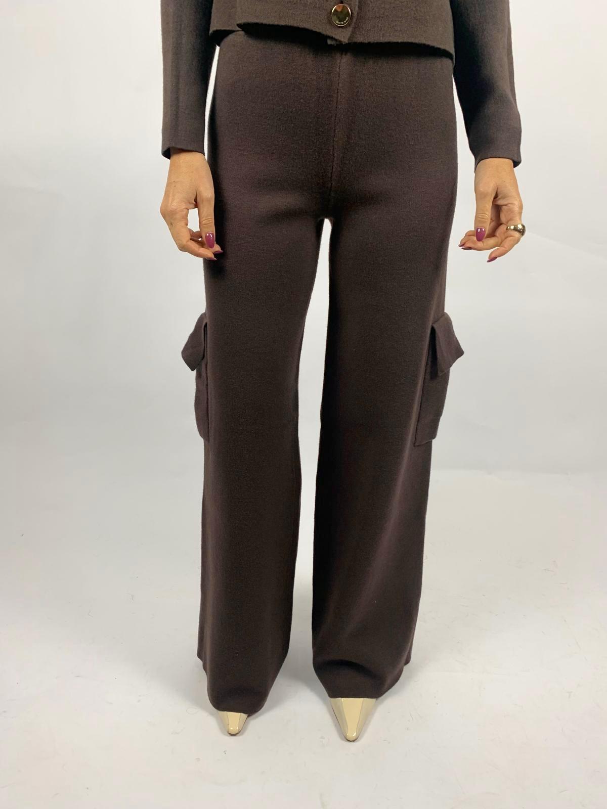 Pantalone Cargo In Maglia, Testa Di Moro - White Wise