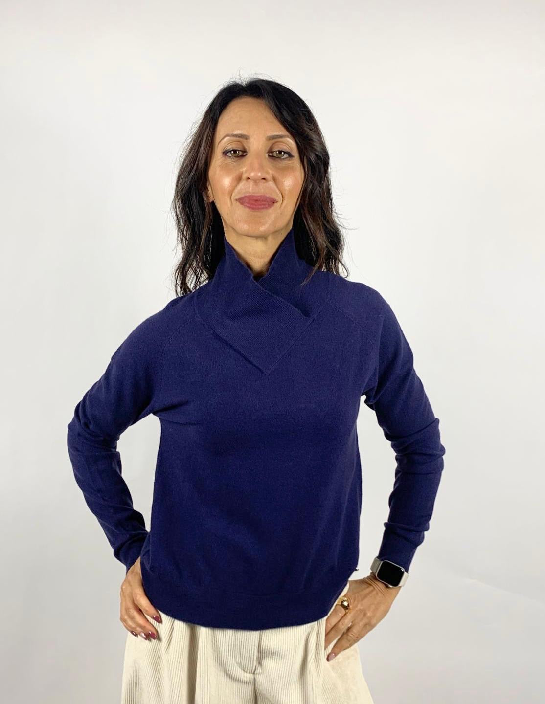 Dolcevita Incrociato, Blu Navy - White Wise