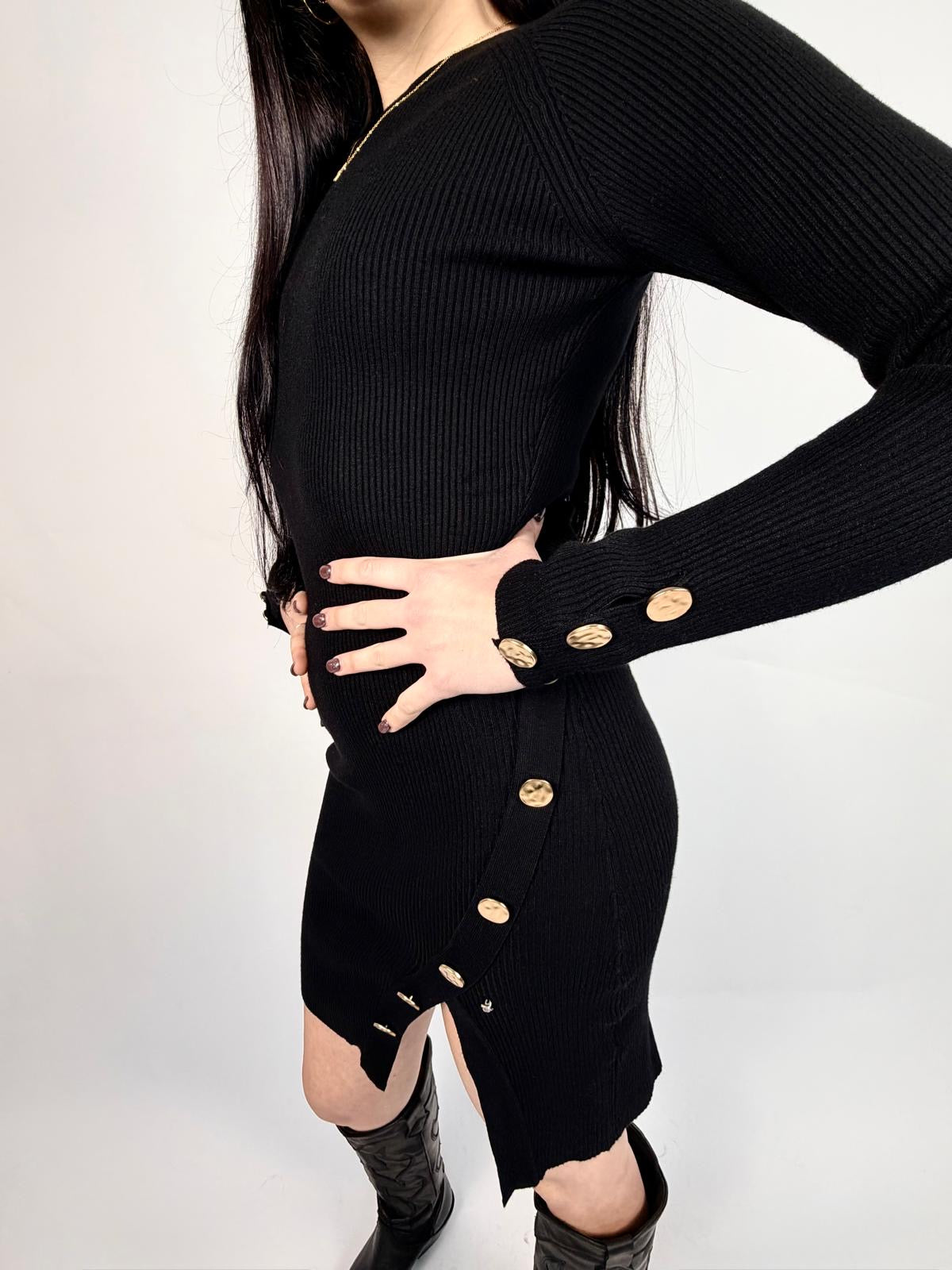 Abito Bottoni, Nero - White Wise