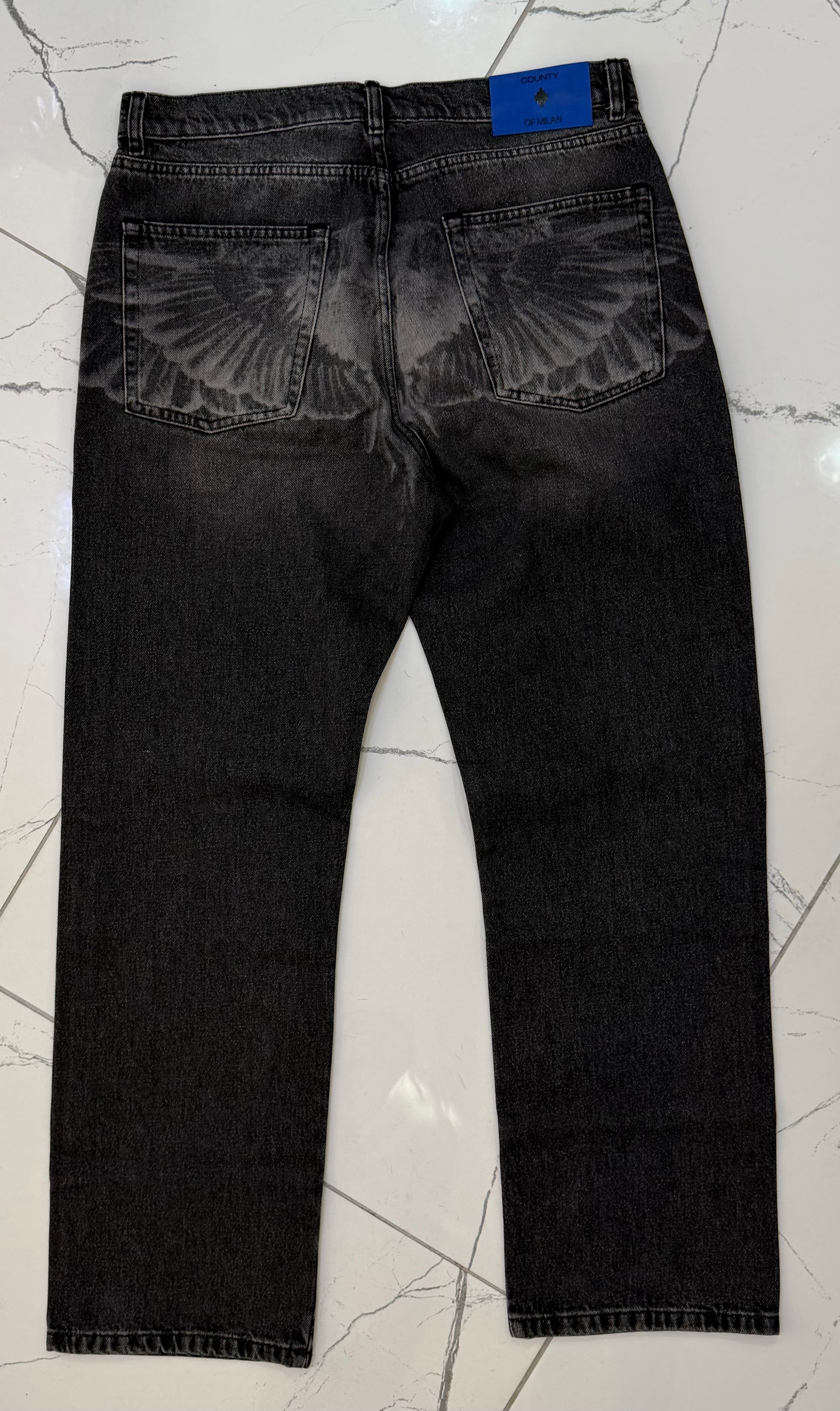 Denim Jeans Baggy Wings, Lavato Grigio Scuro - County Of Milan