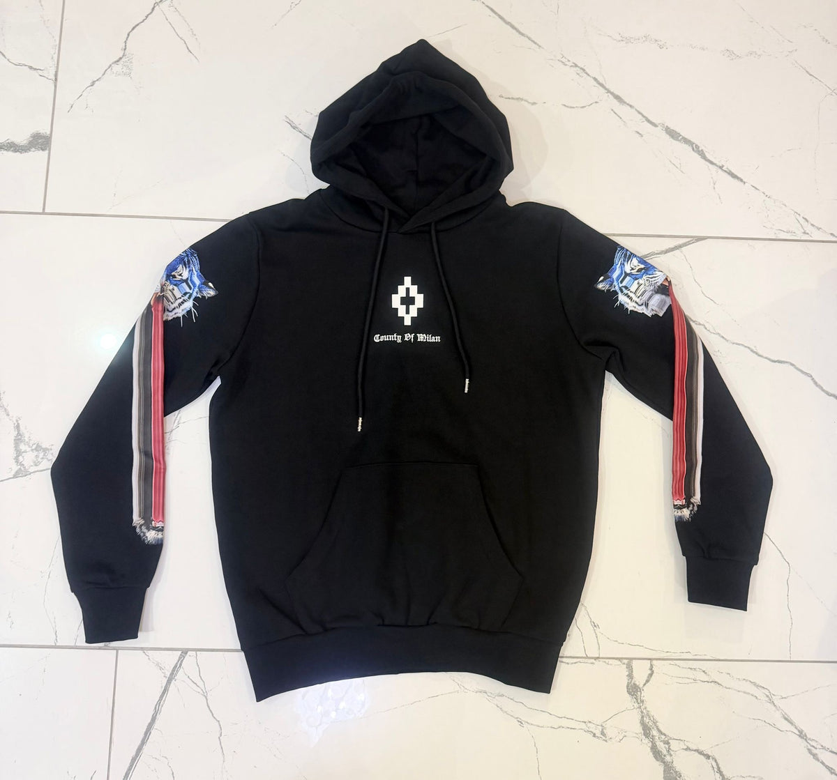 Hoodie Logo&Tiger, Nero - County of Milan