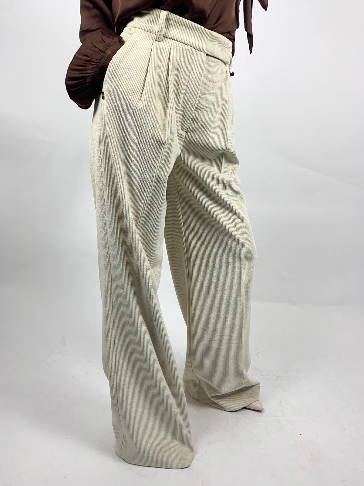 Pantalone Costine Velluto, Panna - Manila Grace