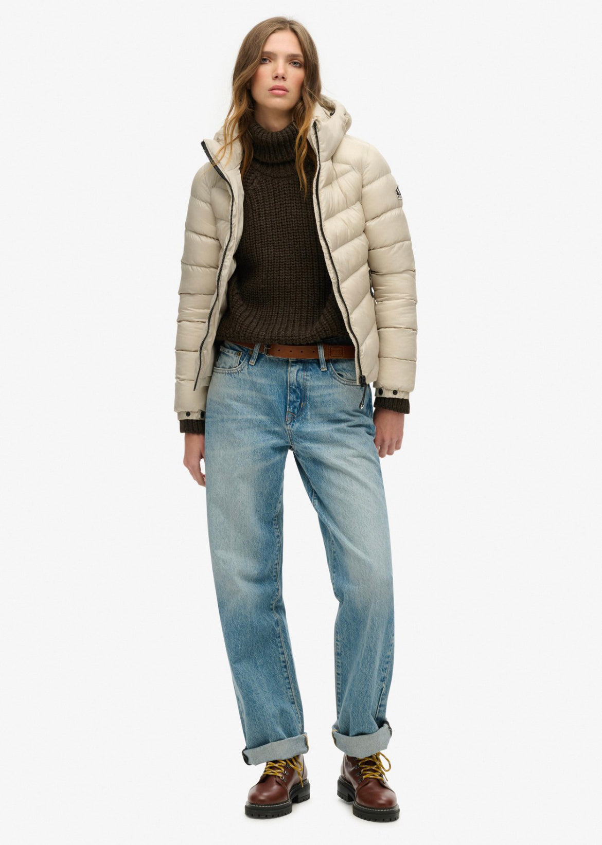 Fuji Down Jacket, Beige - Superdry