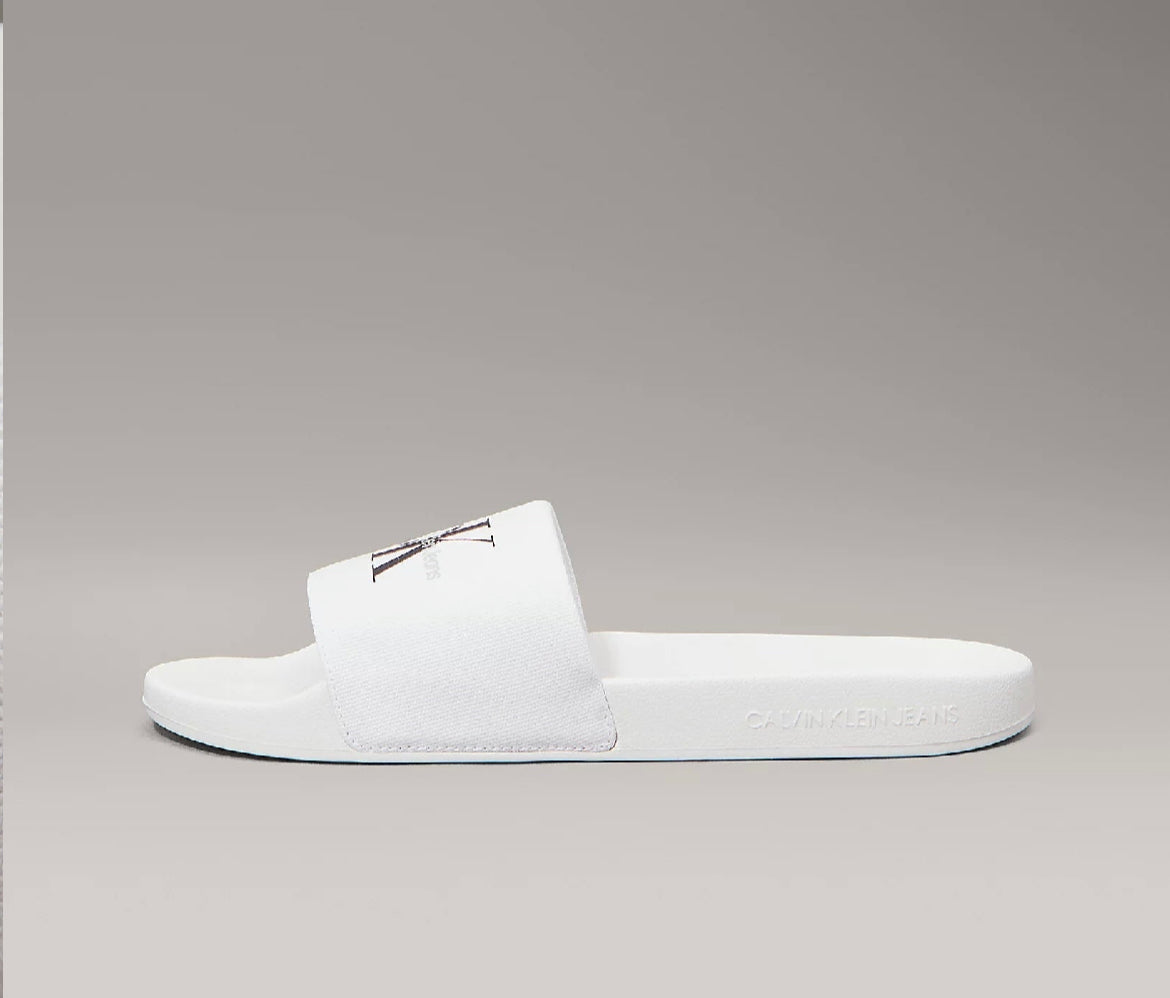 Ciabatta Tela Logo, Bianco/Nero - Calvin Klein