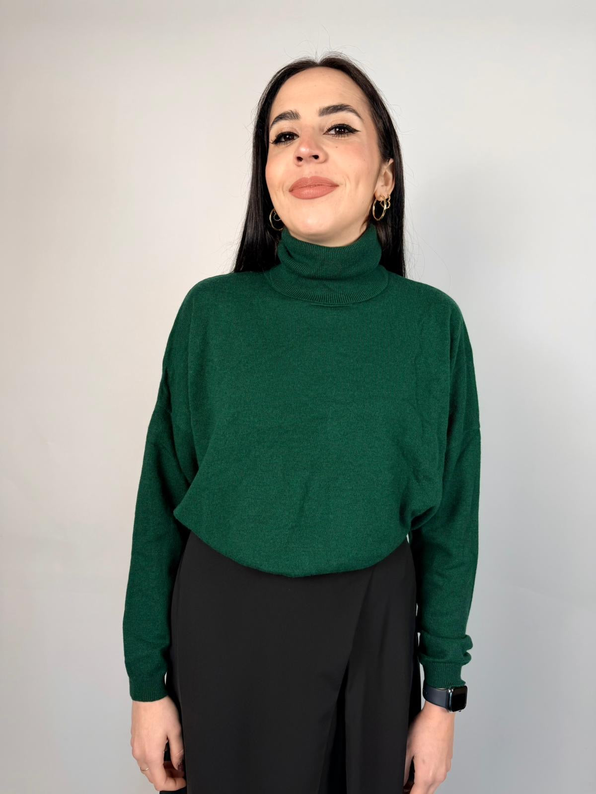 Maglioncino Dolcevita Cashmere, Verde Bosco - White Wise