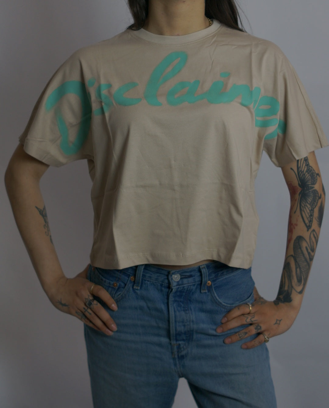T-shirt Logo, Sabbia/Verde - Disclaimer