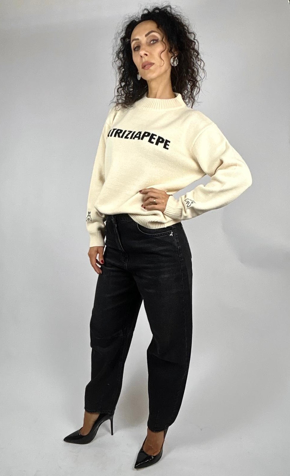 Jeans Baloon Vita Bassa, Nero - Patrizia Pepe