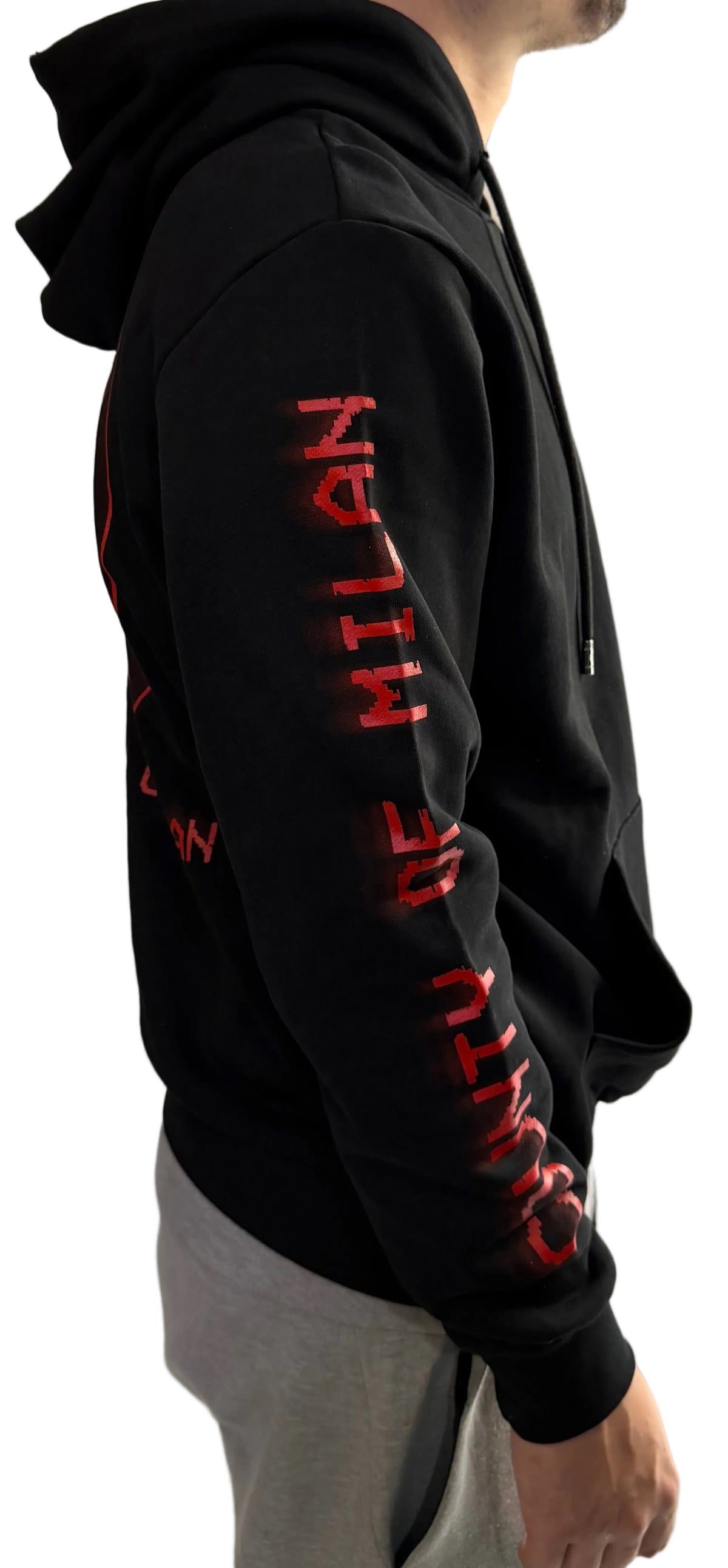 Hoodie Intense Red Logo, Nero - County of Milan