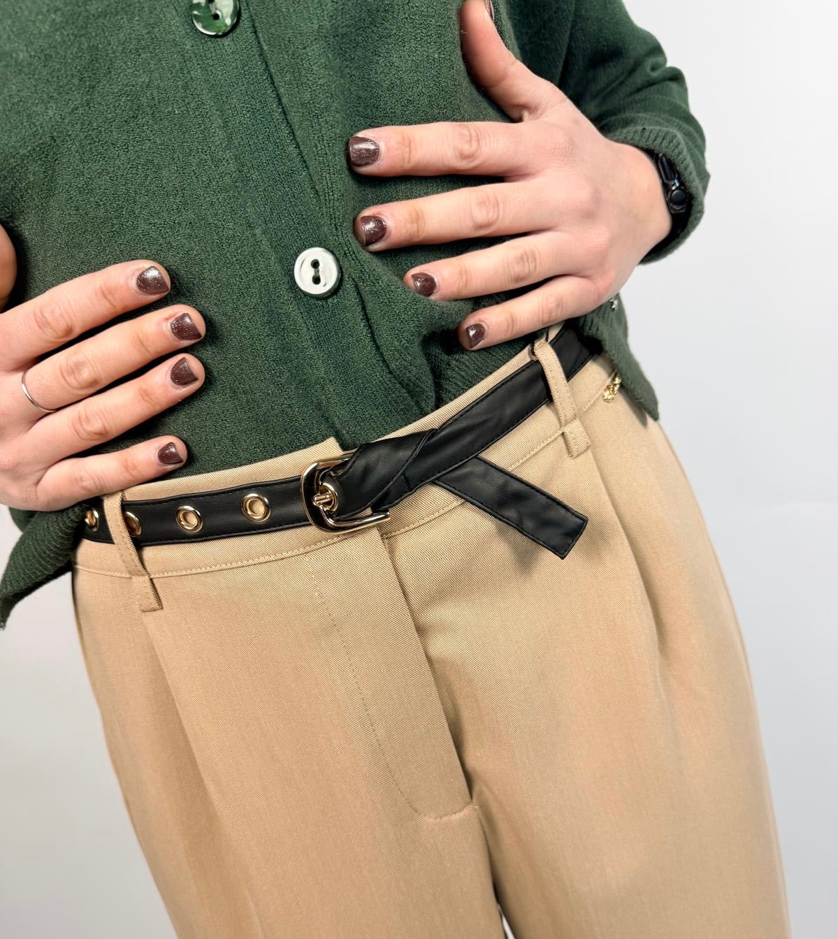 Pantalone Con Cintura, Beige - Koralline