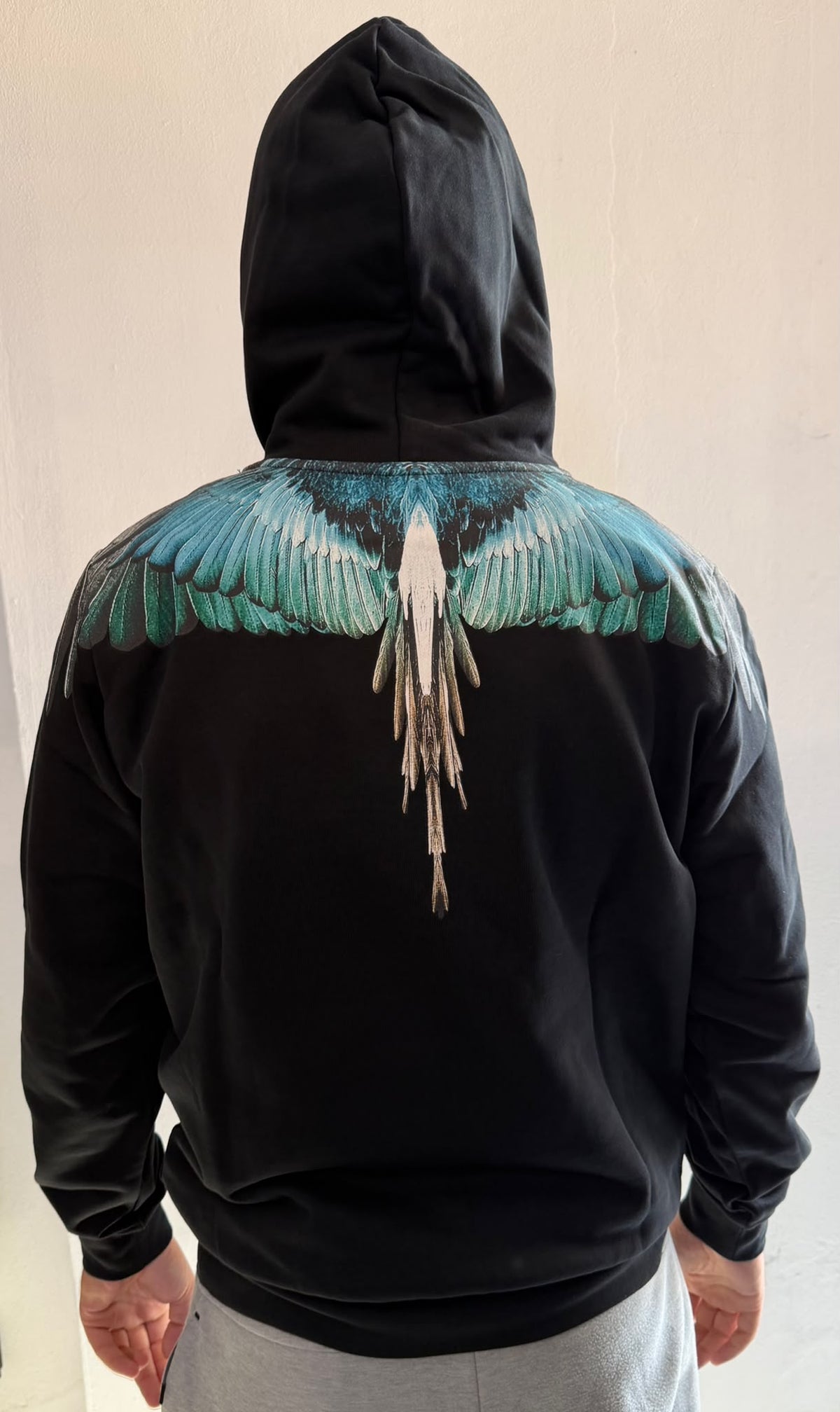 Hoodie Light Blue Wings, Nero - County Of Milan