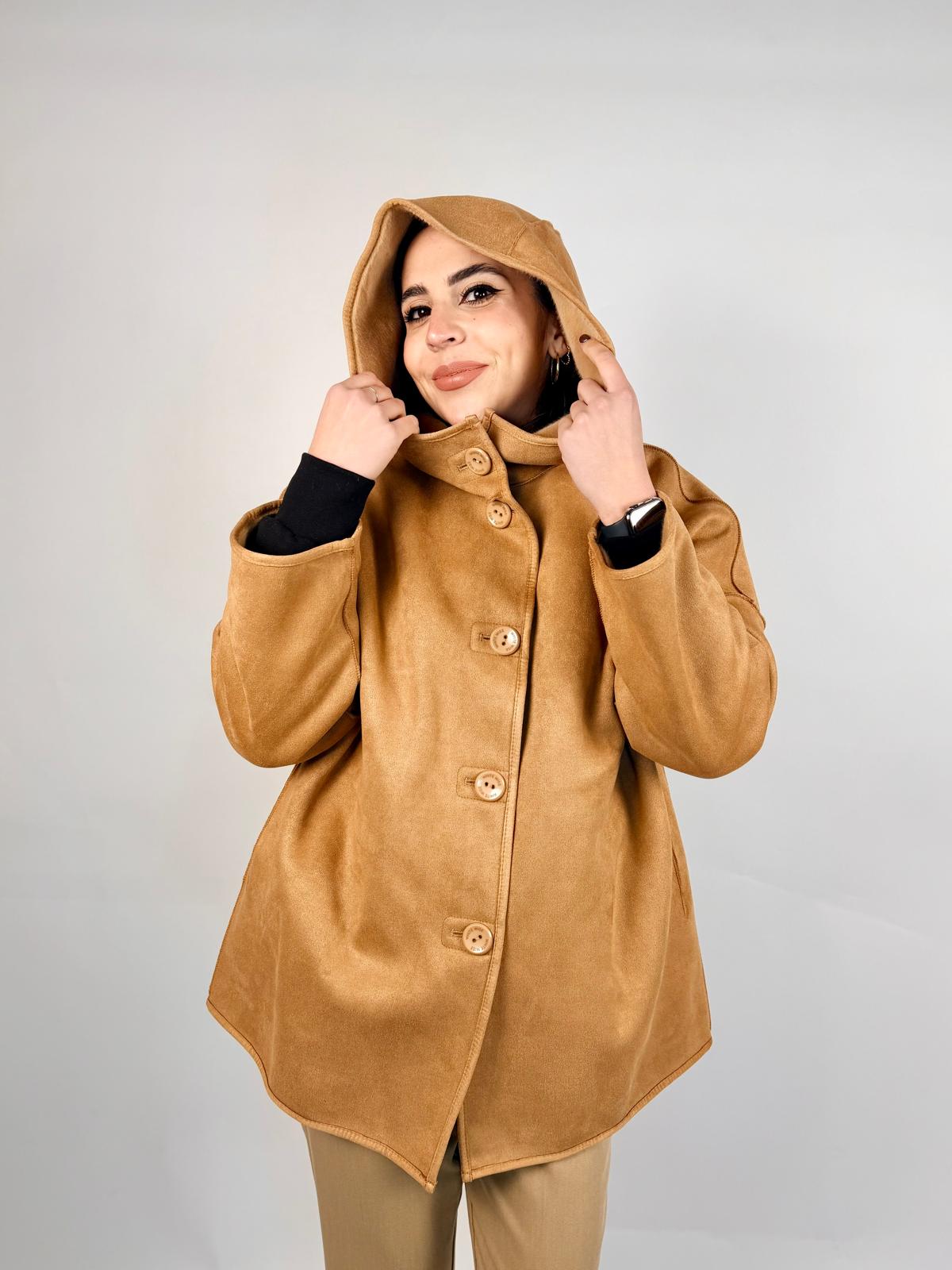 Eco-montone Cappuccio, Cammello - White Wise