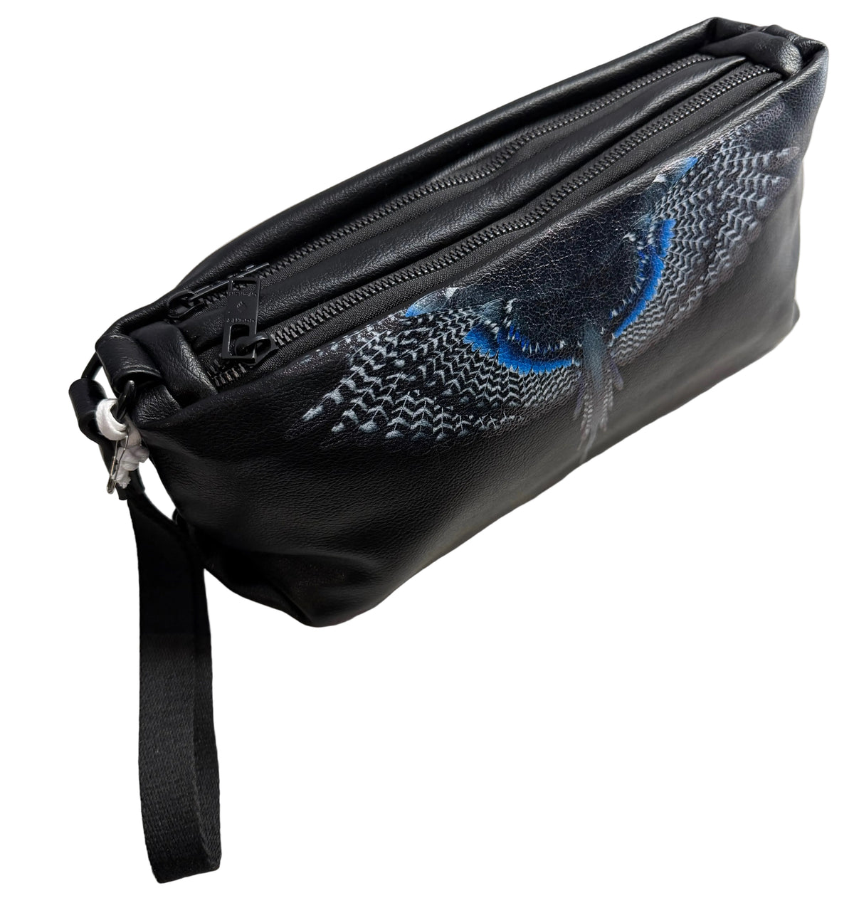 Borsello Double Zip Black/Blue Wings, Nero - County Of Milan