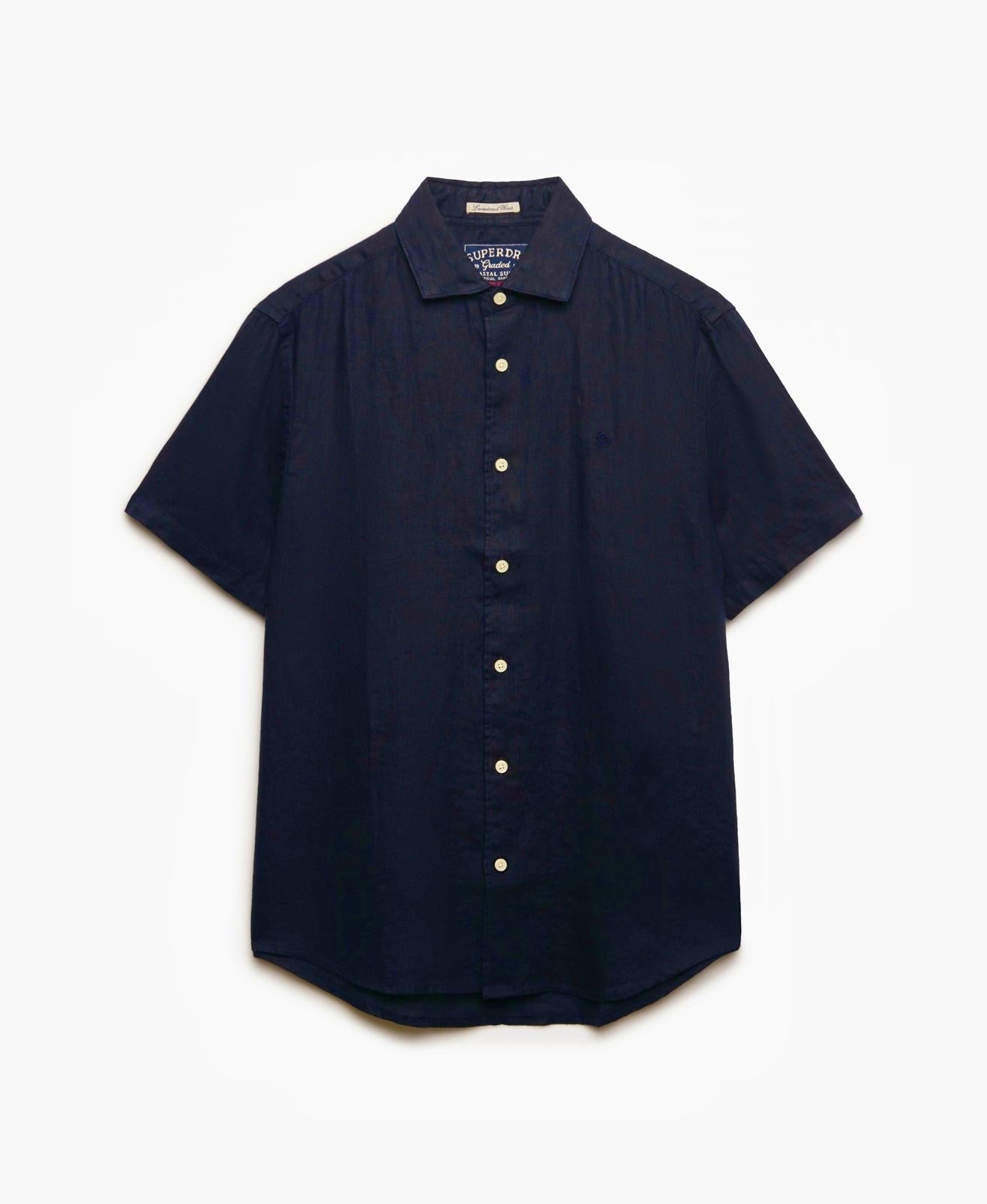 Camicia Lino Manica Corta, Blu Notte - Superdry