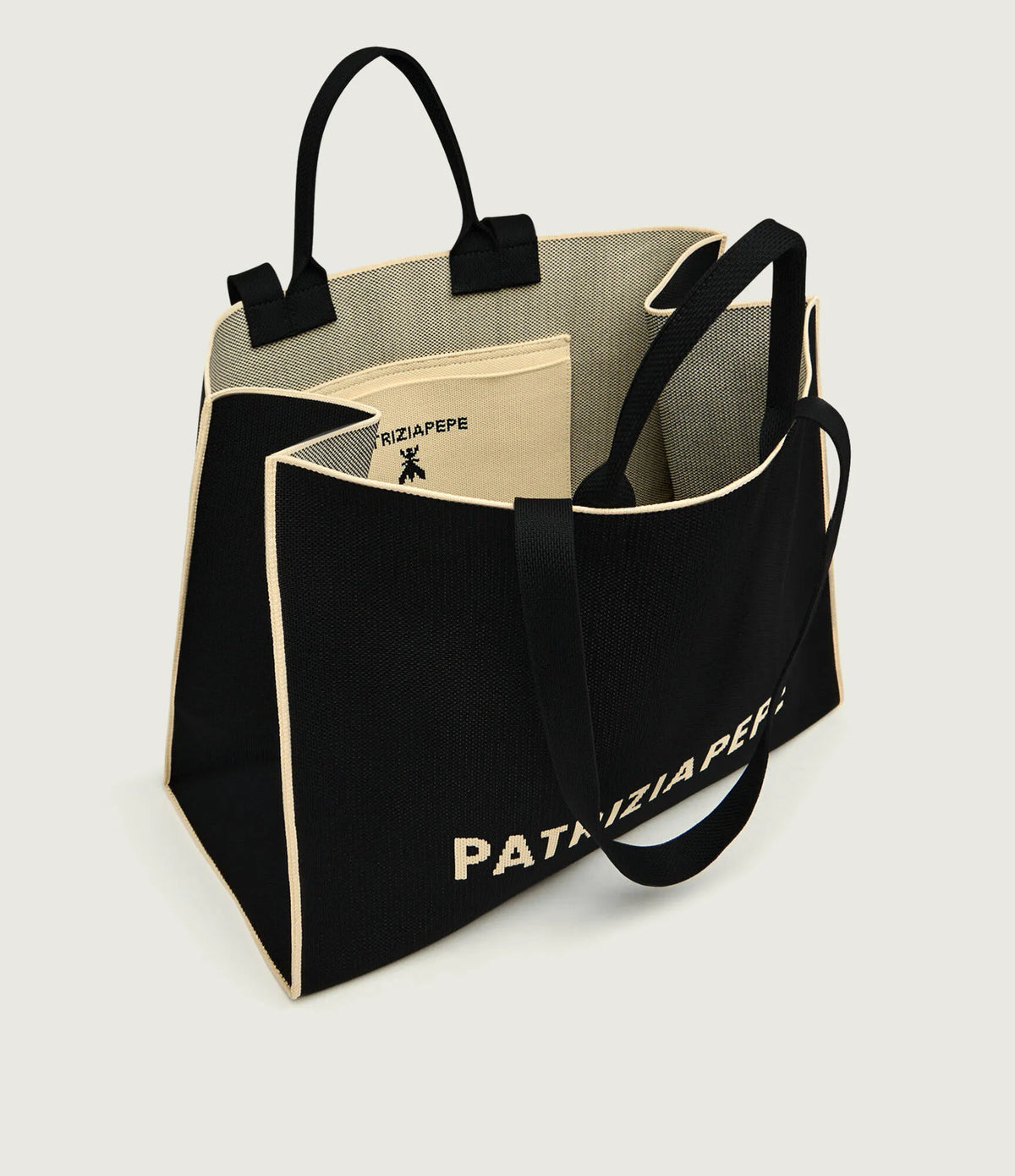 Borsa Shopper In Tessuto, Nero/Panna - Patrizia Pepe