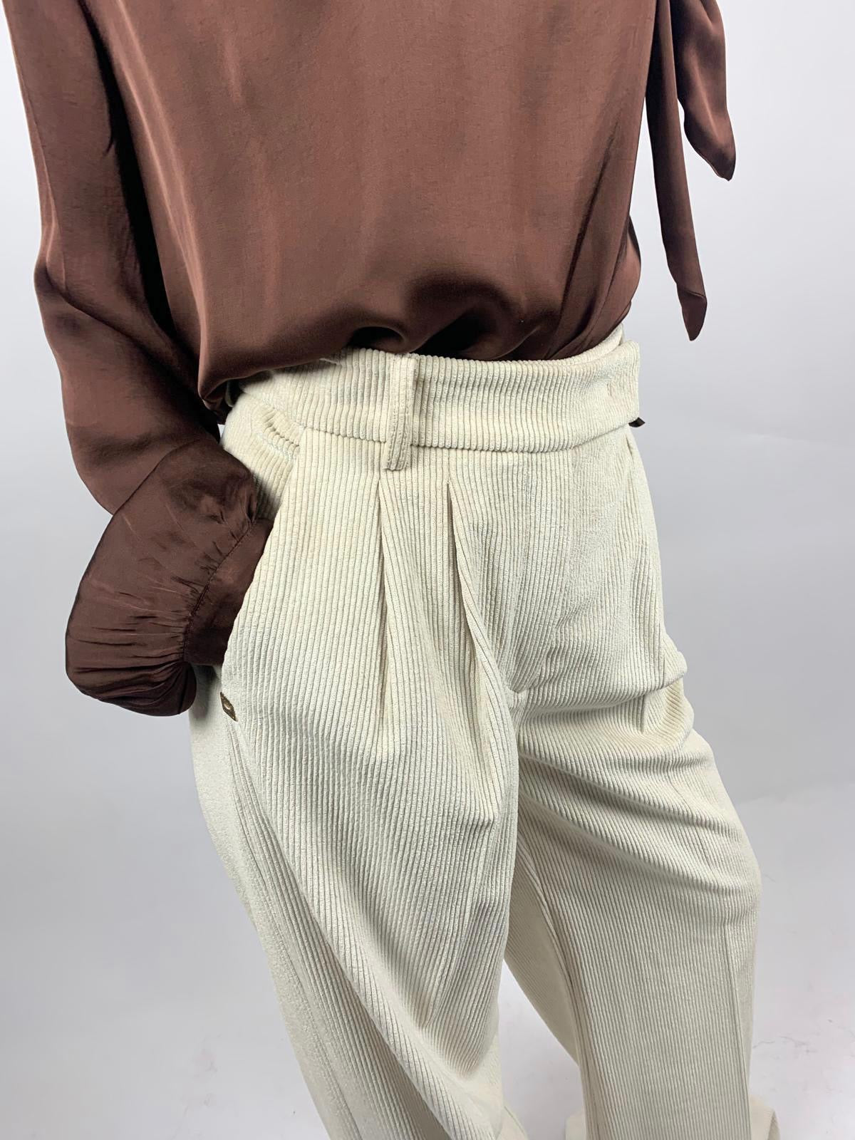 Pantalone Costine Velluto, Panna - Manila Grace