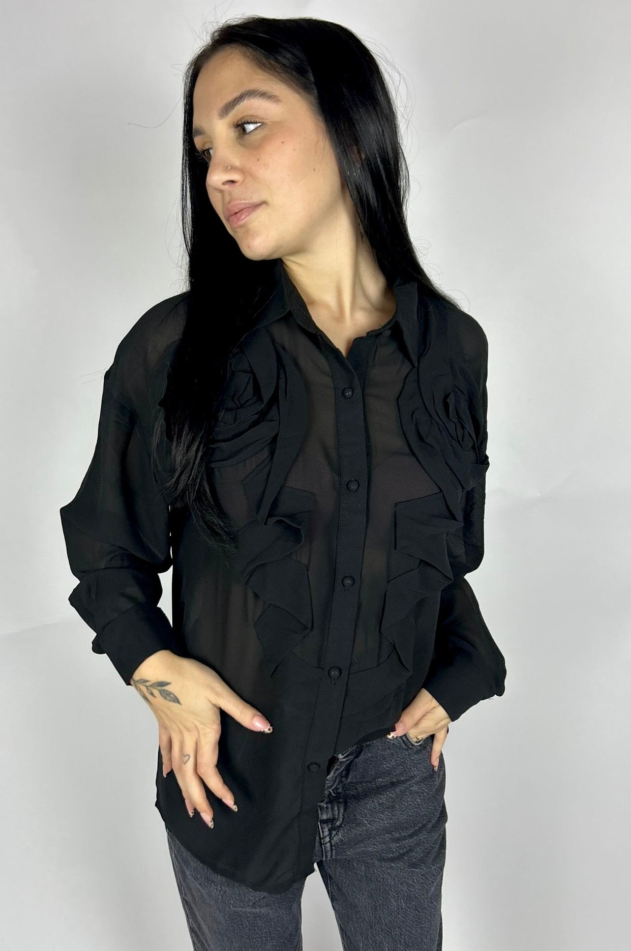 Camicia Rose, Nero - Take Two