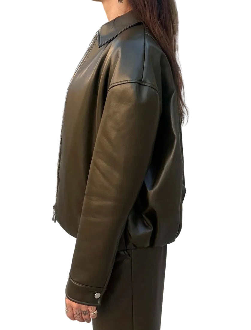 Bomber Ecopelle, Verde Oliva - Patrizia Pepe